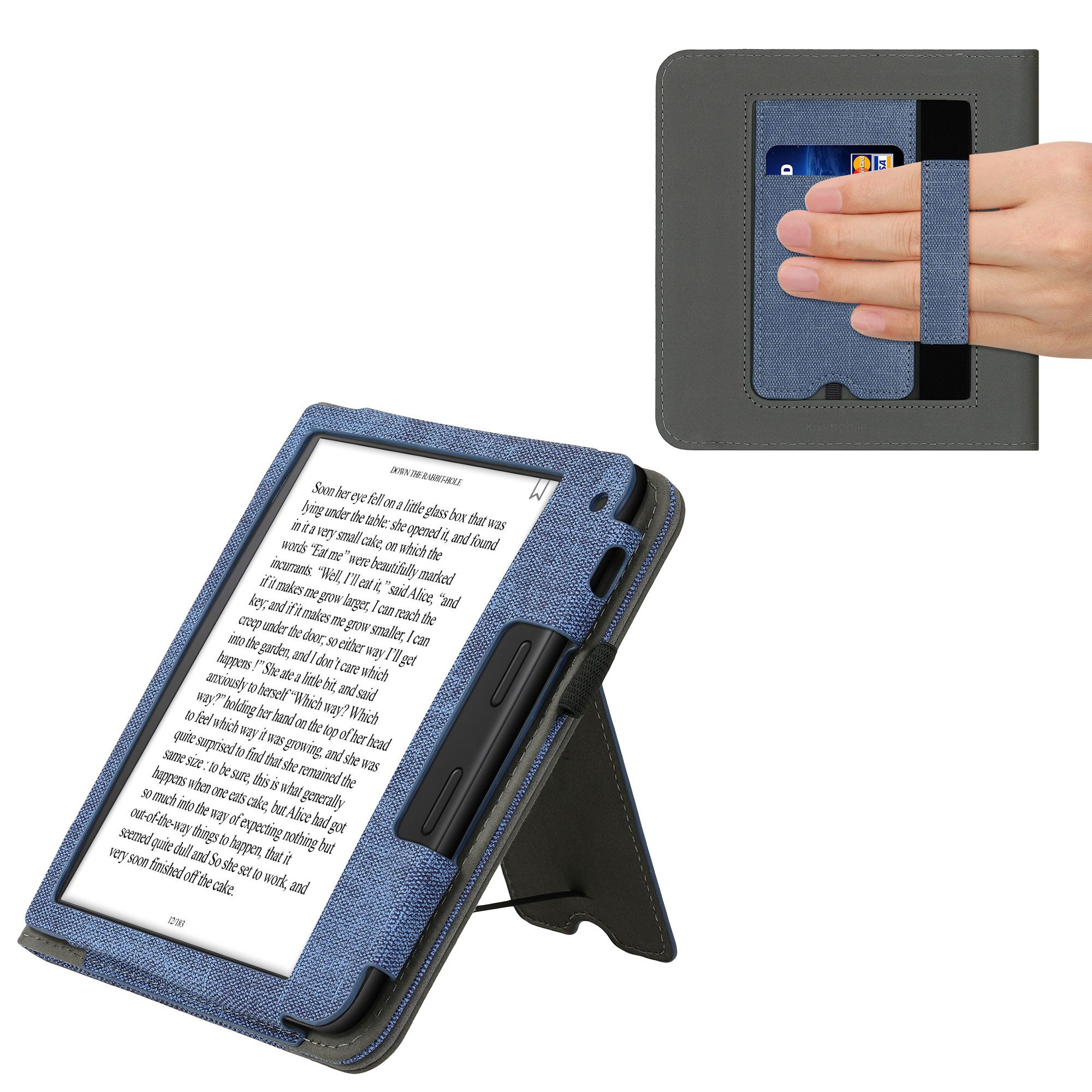 kwmobile E-Reader-Hülle Flip Schutzhülle für Tolino Vision 6, Handschlaufe - Cover Wildleder-Optik