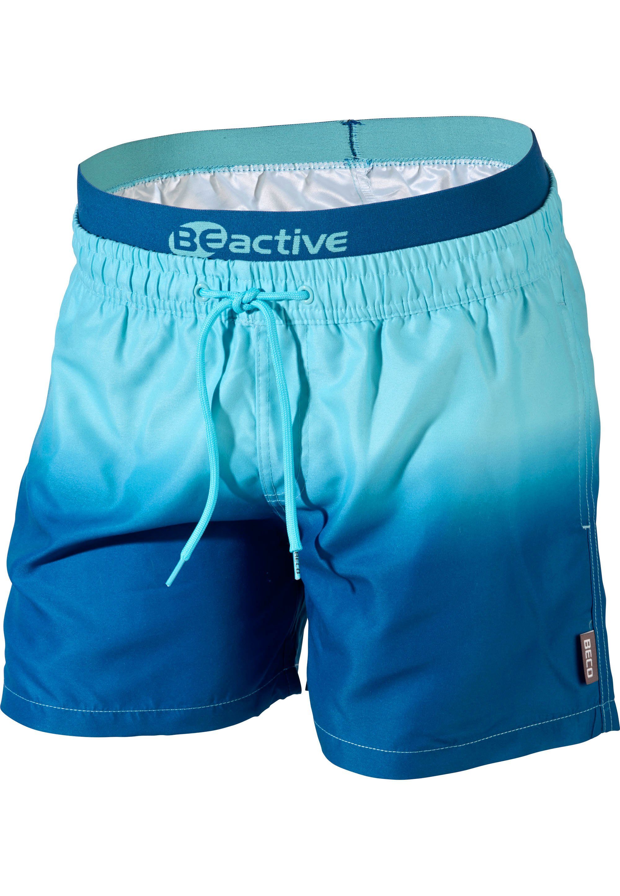 (1-St) Shorts dunkelblau Beco Badehose mit hellblau, BEactive Swim Farbverlauf Beermann coolem