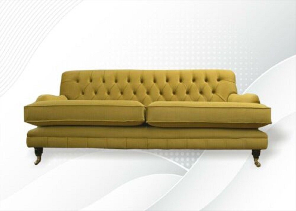 luxus Polstermöbel Chesterfield Gelber Chesterfield-Sofa Made JVmoebel 2-Sitzer in Couch Sofa Europe Neu,