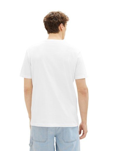 Denim T-Shirt TOM white TAILOR Logofrontprint mit