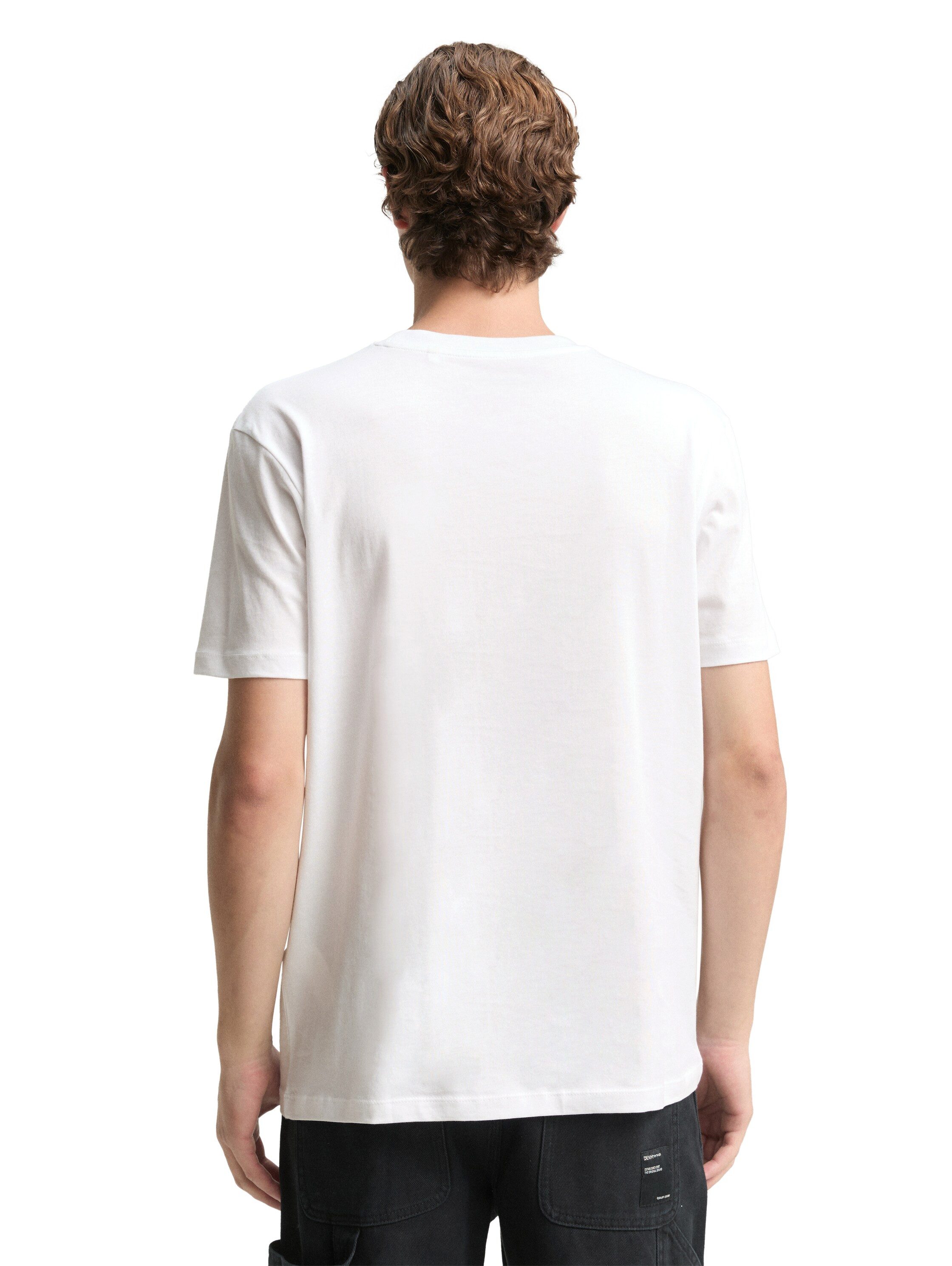 mit T-Shirt white Logofrontprint TAILOR Denim TOM