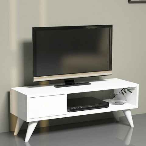 en.casa TV-Schrank »Aarup« TV Board 33 x 90 x 30 cm Fernsehtisch Lowboard Weiß