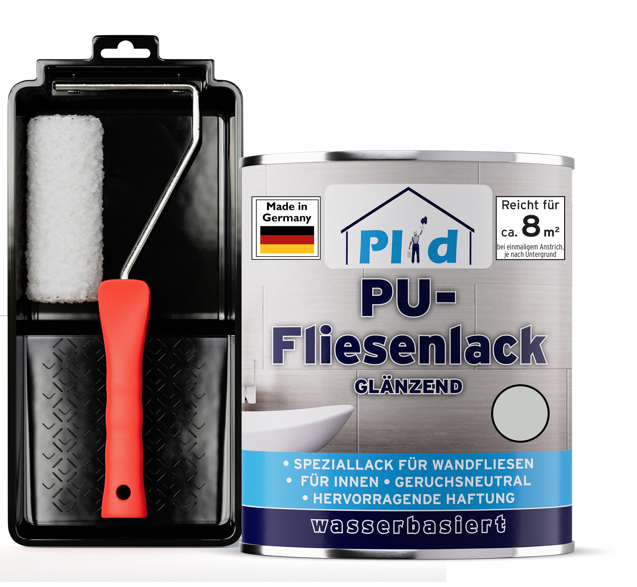 plid Fliesenlack Premium Fliesenlack Fliesen Lack Fliesenfarbe Lackierset, schnelltrocknend, spritzwasserbeständig, verarbeitungsfertig