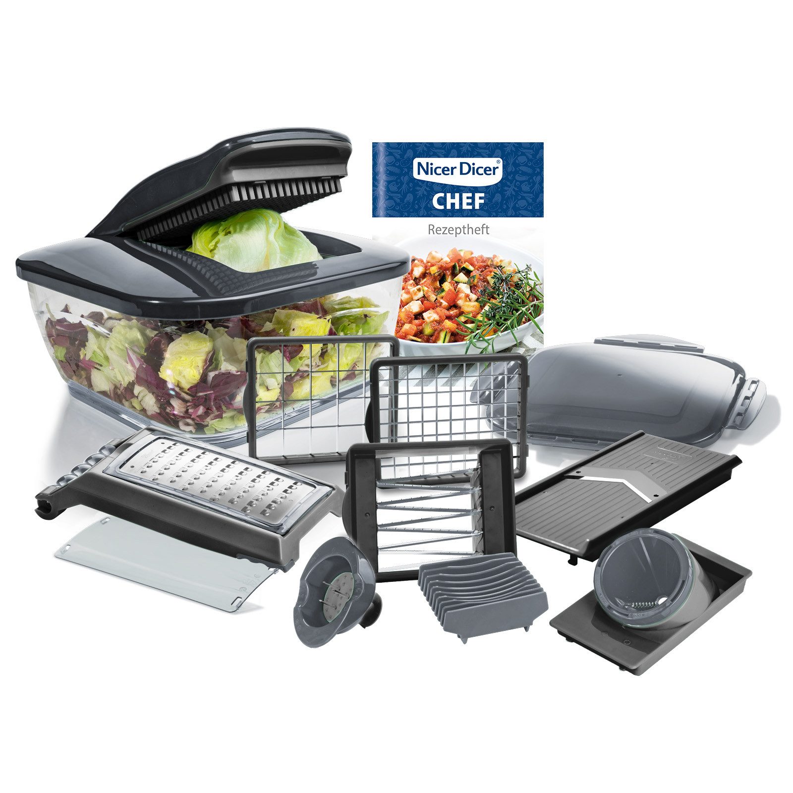 Gemüseschneider Nicer Dicer Chef Gemüseschneider 15.tlg, Gemüsehobel Zwiebelschneider