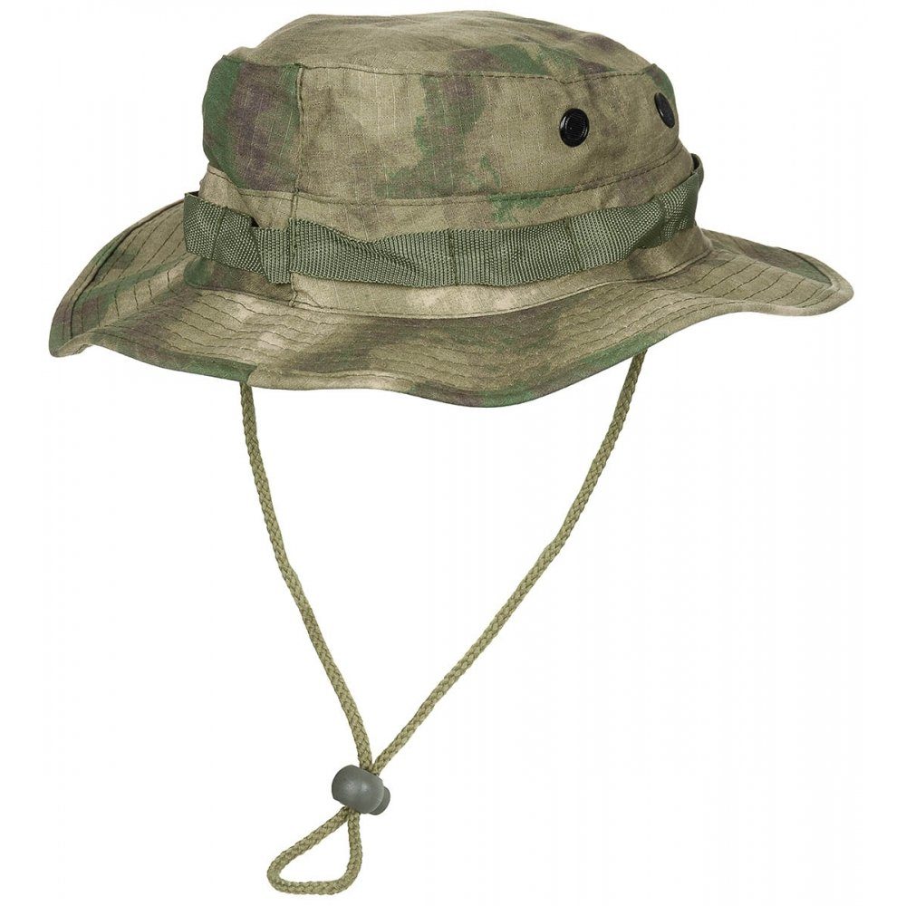 MFH Outdoorhut US GI Buschhut, mit Kinnband, GI Boonie, R/S, HDT-camo FG - L (Packung) 4 Belüftungsösen