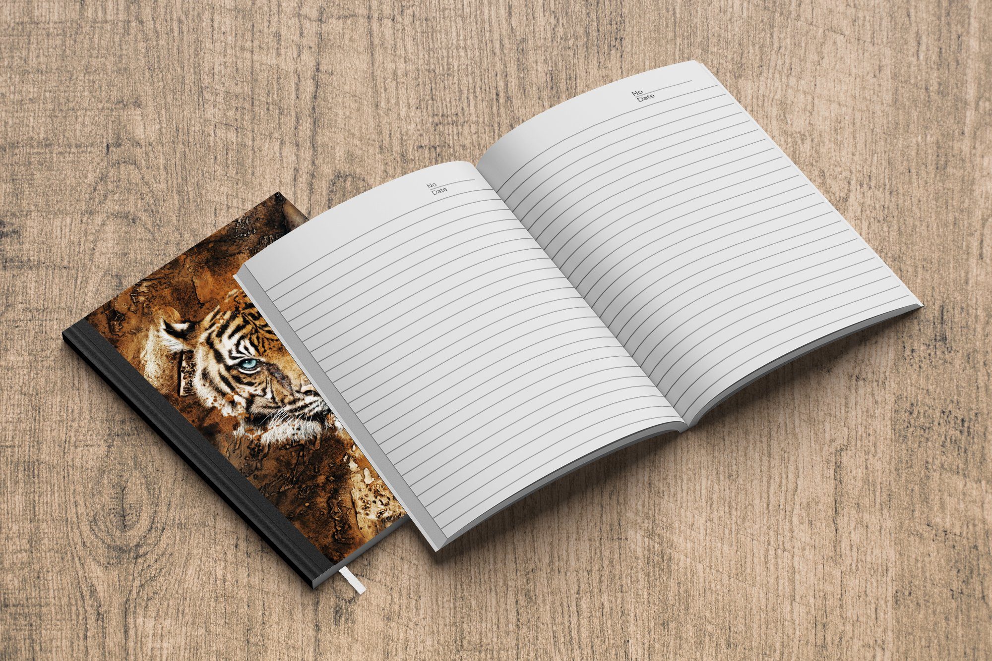 MuchoWow Notizbuch Tiger - Gemälde Kopf, 98 Journal, Notizheft, Tagebuch, Seiten, Haushaltsbuch A5, Merkzettel, 