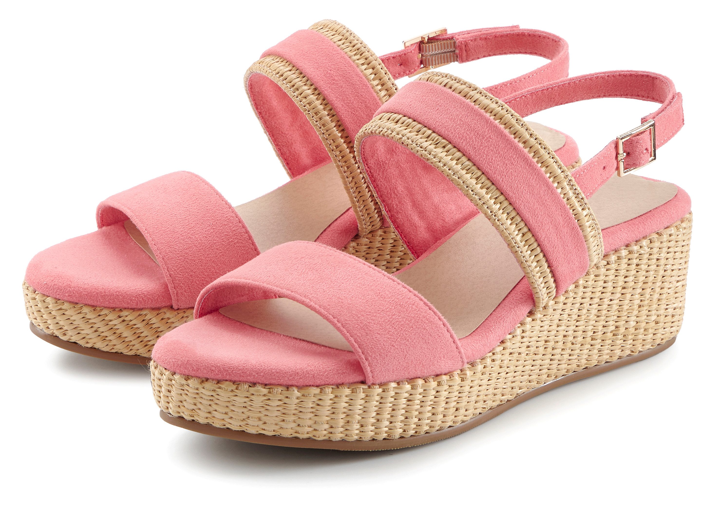 Beachtime by Lascana Sommerschuh, Sandale, offener Schuh, Keilsandalette, Sandalette NEU mit Keilabsatz VEGAN. Reduzierter Preis € 39,99. Unverbindliche Preisempfehlung € 49,99