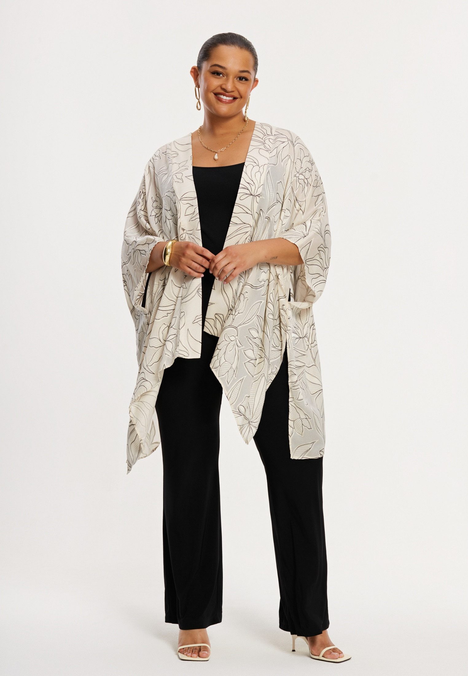 YOEK Cardigan Damen Kimono mit Druck