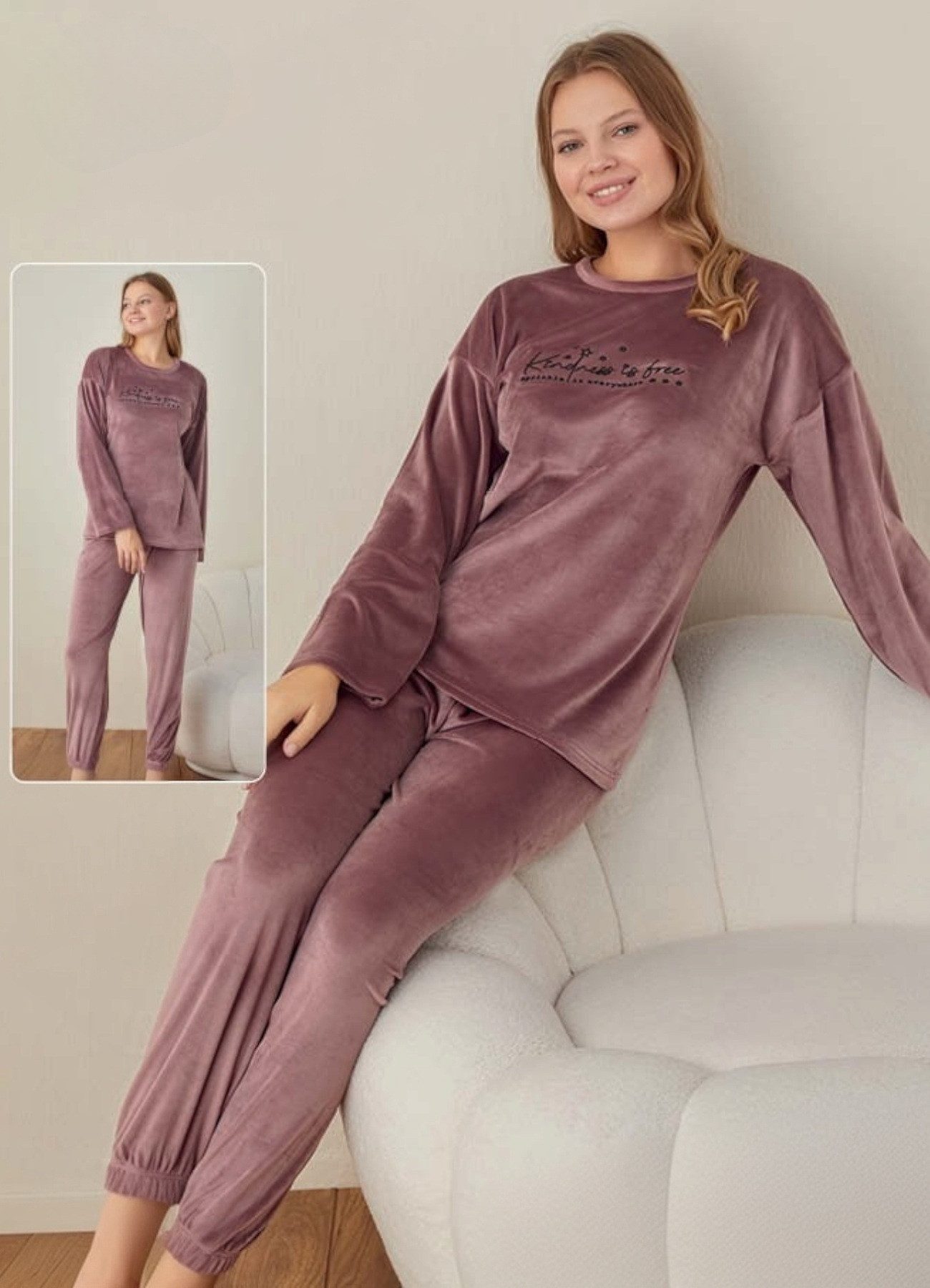 fashionshowcase Schlafanzug Damen Hausanzug aus Samt günstig online kaufen