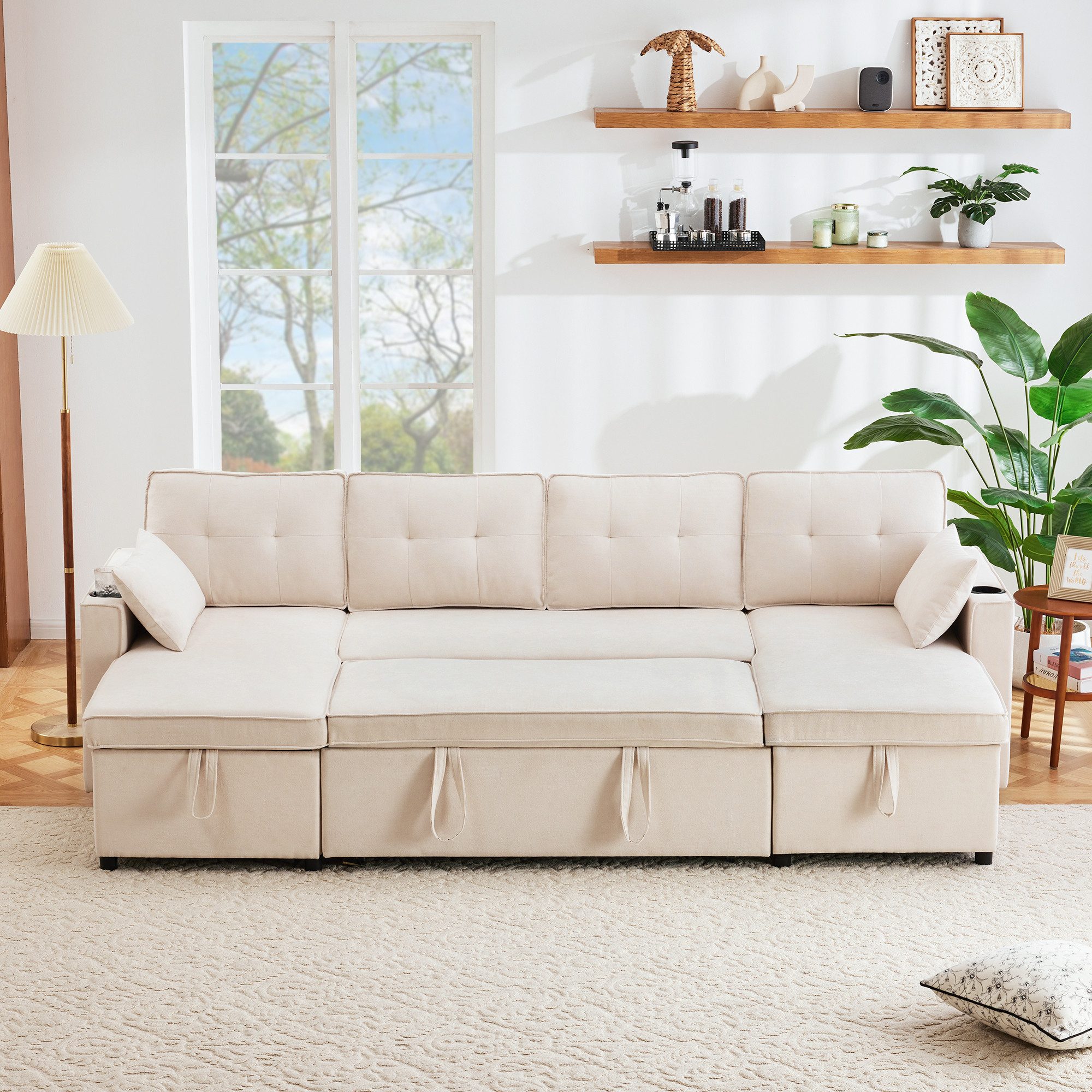 Merax Schlafsofa U-förmiges Sektionssofa aus Baumwoll- günstig online kaufen