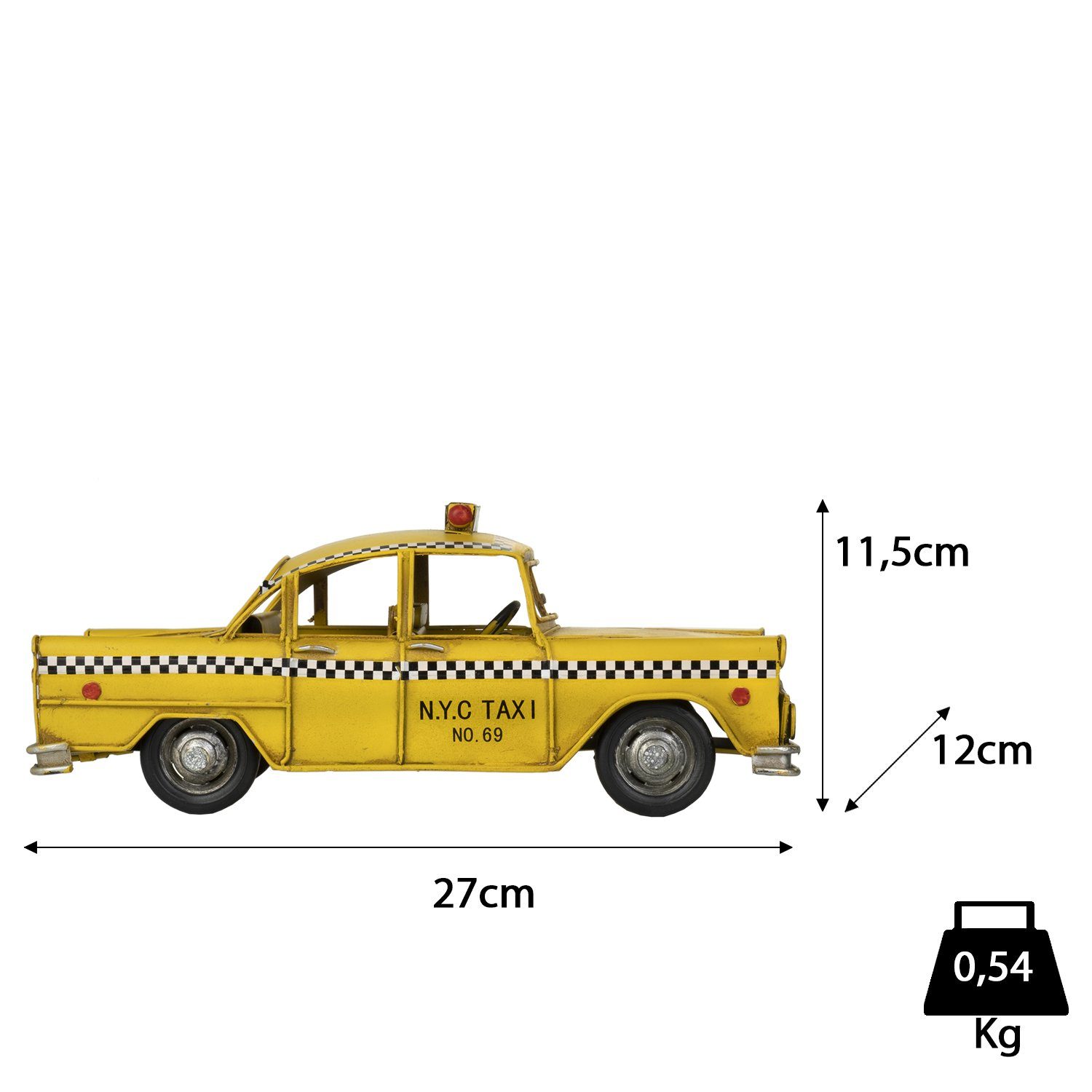 Nachbildung Miniatur Retro Moritz Blechmodell Auto Nostalgie Taxi Blech-Deko Modell gelb, Dekoobjekt Antik-Stil