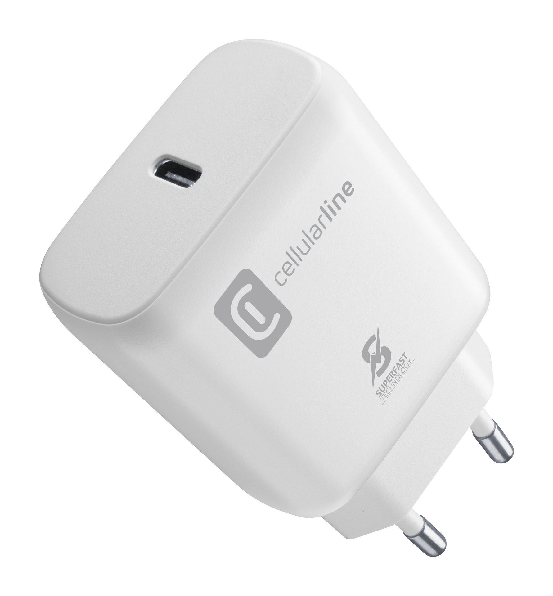 Cellularline USB Typ-C Super Fast Travel Charger 25W USB-Ladegerät  (Ladegerät Lader für Samsung Galaxy, Apple iPhone, Google Pixel)