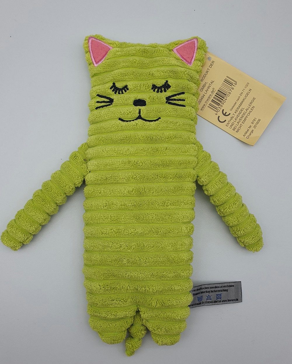 inware Wärmekissen Katze, Wärmekissen zum Wohlfühlen Plüsch Wärmetier, (1-tlg), Erwärmung in der Mikrowelle bei bis zu 600 W für 1 Minuten.