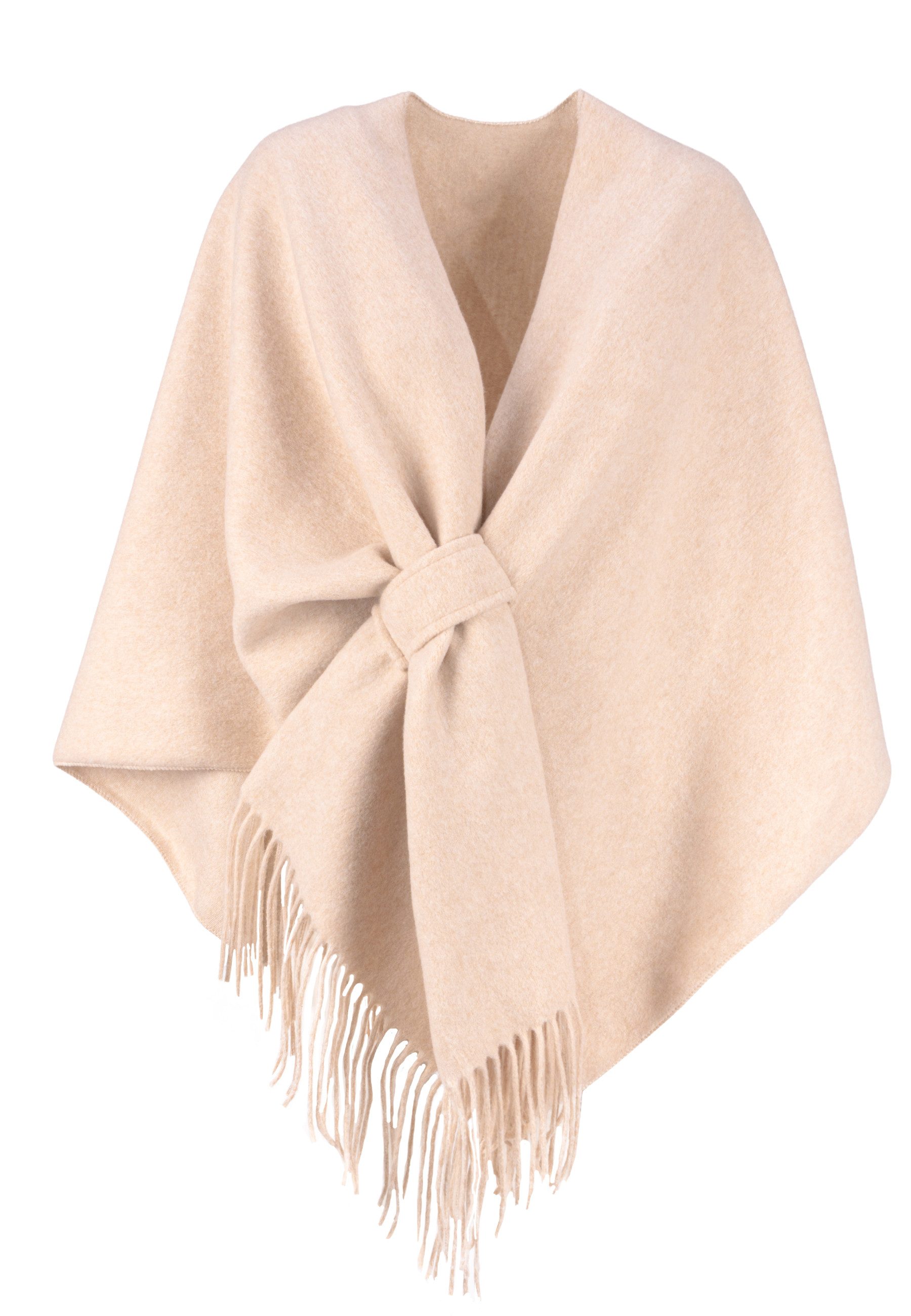 Seasons of April Cape ANDREA CAPE Hochwertiges Cape mit Bindeschlaufe und Fransen für Damen