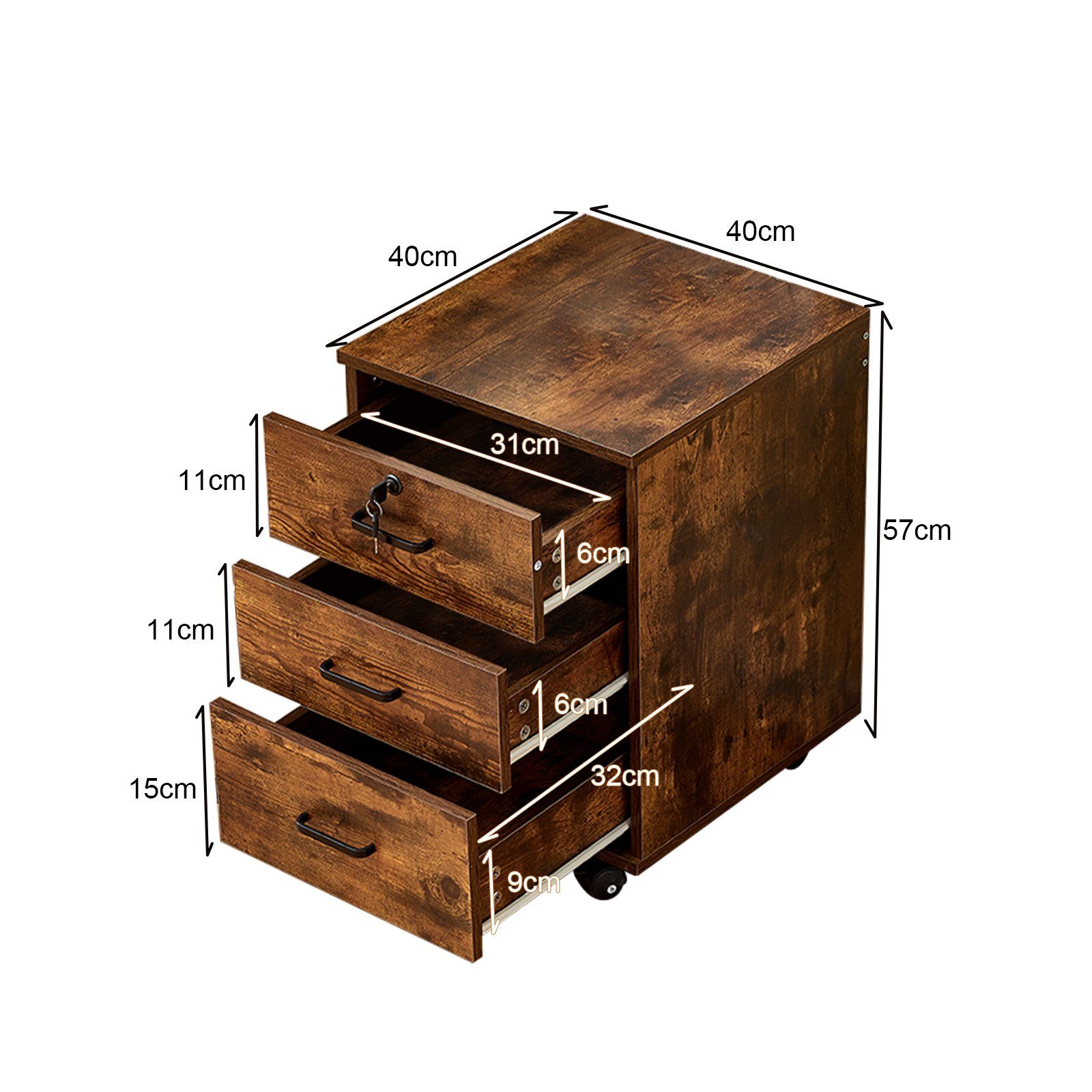 Ofcasa Aktenschrank Rollcontainer mobiler Büroschrank (1er günstig online kaufen
