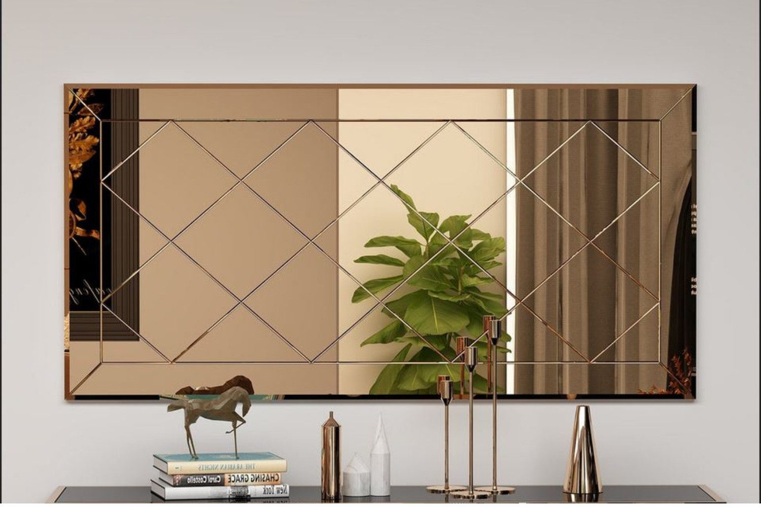 ibonto Wandspiegel Design Spiegel rechteckig Dekospiegel modern für Wohnzim günstig online kaufen