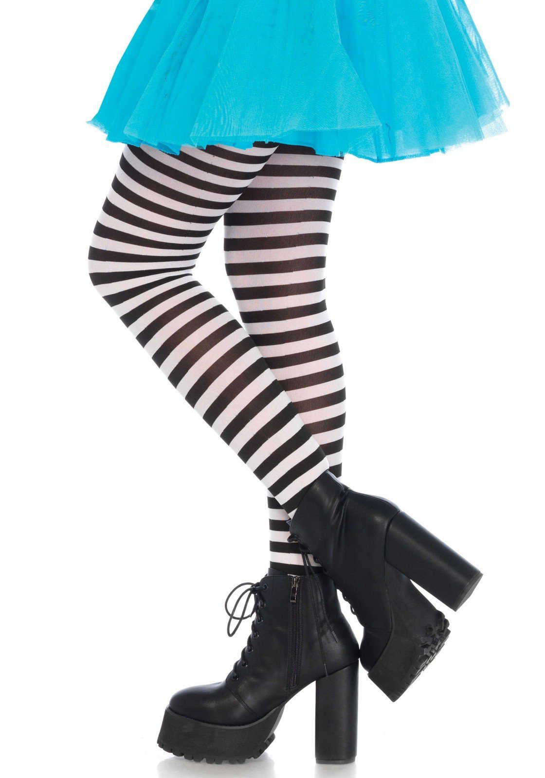 Leg Avenue Strumpfhose Strumpfhose quer geringelt schwarz weiß Größe ca. 36 bis 40 70 DEN