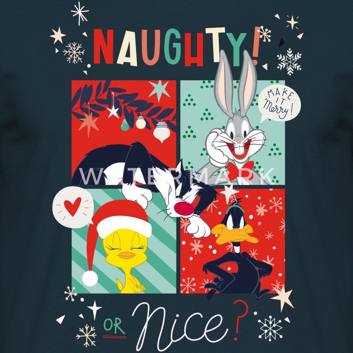 Spreadshirt T-Shirt Looney Tunes Böse Oder Lieb Weihnachten Bugs Bunny Männer T-Shirt (1-tlg)
