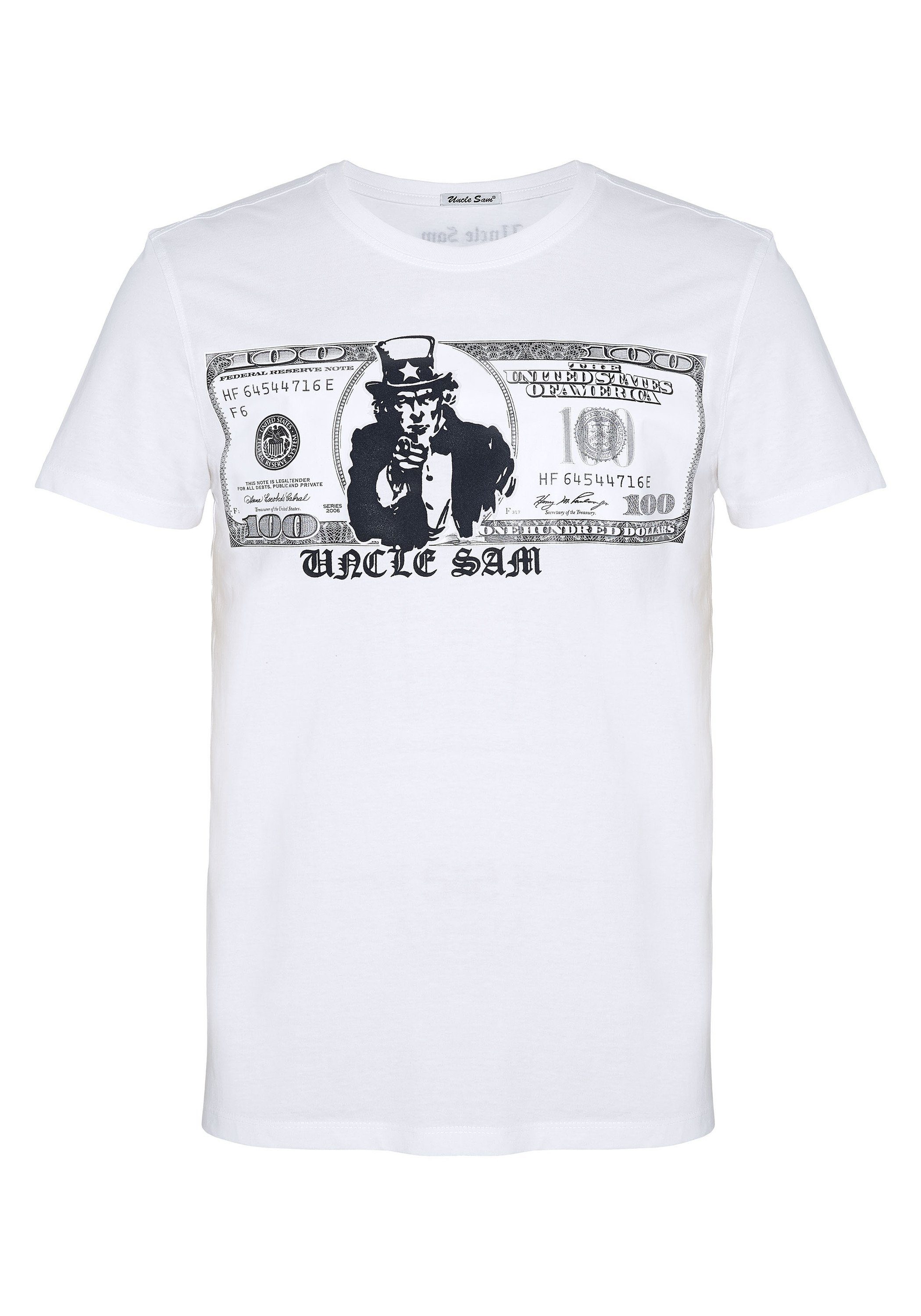 Uncle Sam Print-Shirt mit Bright 11-0601 Frontprint White