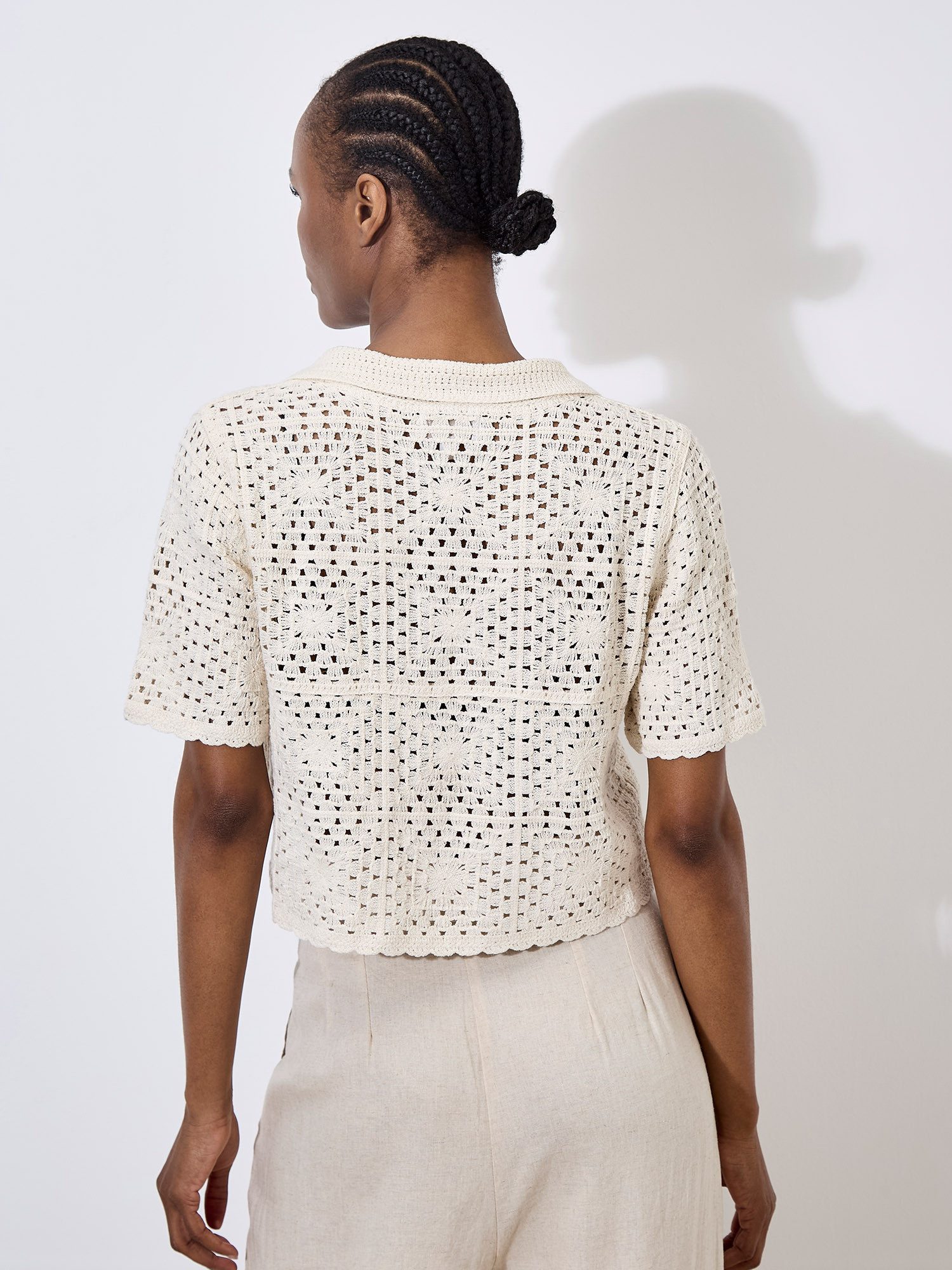 Apricot Cardigan Blumiger Baumwoll-Häkelcardigan Häkelverzierungen