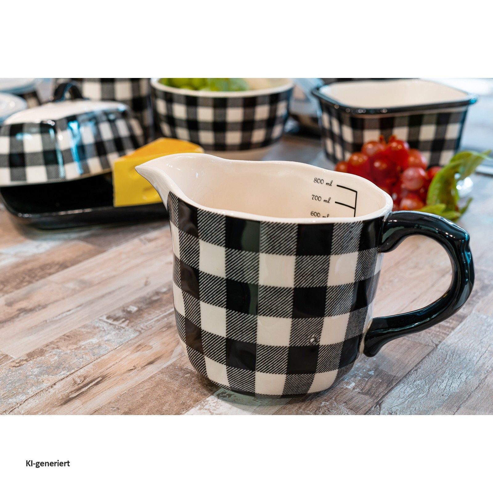 Neuetischkultur Milchkanne Milchkrug aus Keramik 800 ml Squares, 0.8 l, (Stück, 1-St., 1 Krug), Kanne Serviergeschirr