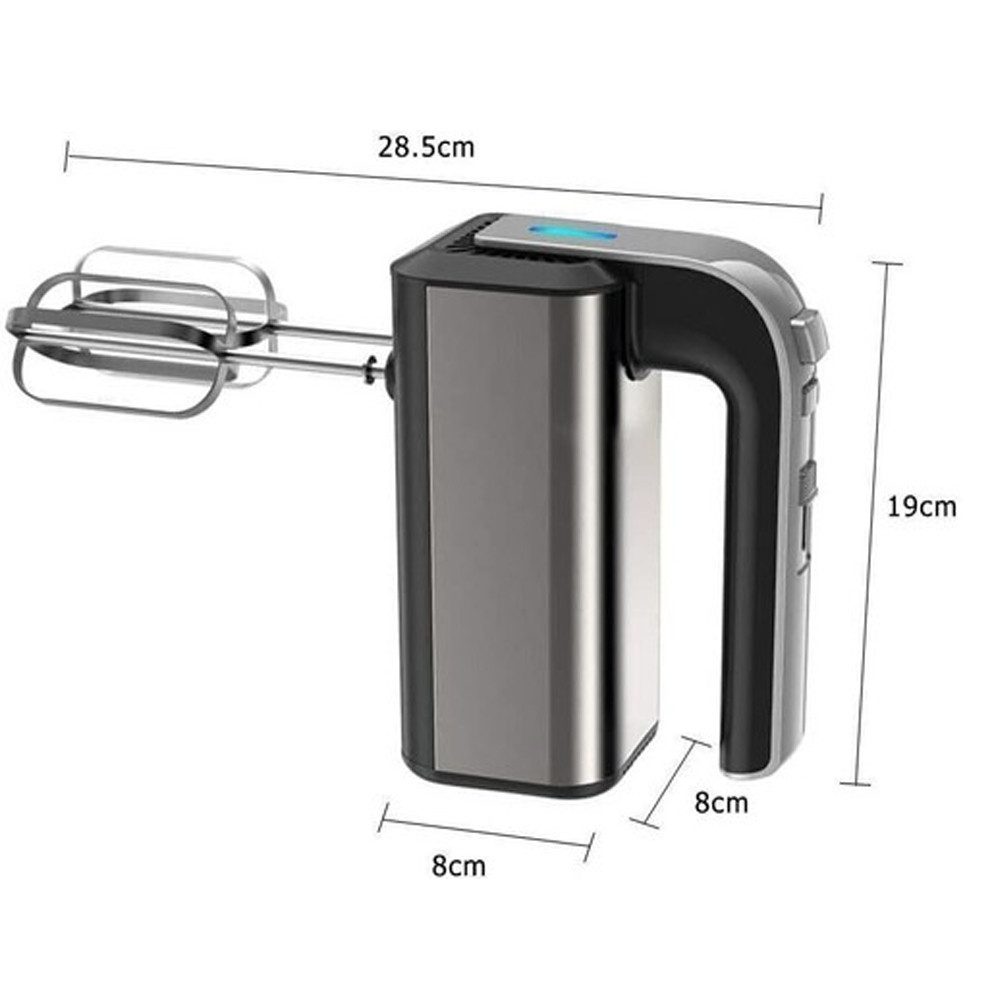 XIIW Handmixer 800W Elektrischer Handrührgerät mit 5 Stufen Turbo Boost für Eier Teig, 800 W, 304 Edelstahl mit 2 Rührbesen und 2 Knethaken – Bild 2 von 5