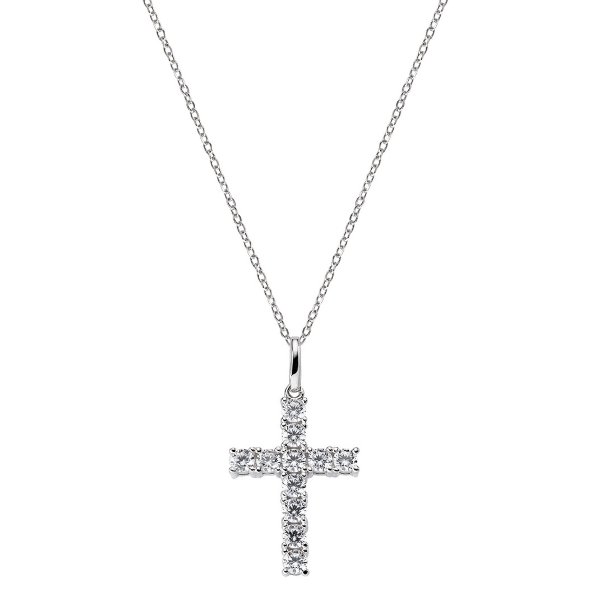 Amen Kreuzkette Kette Sterlingsilber weißer Zirkonia Damen CRBB01