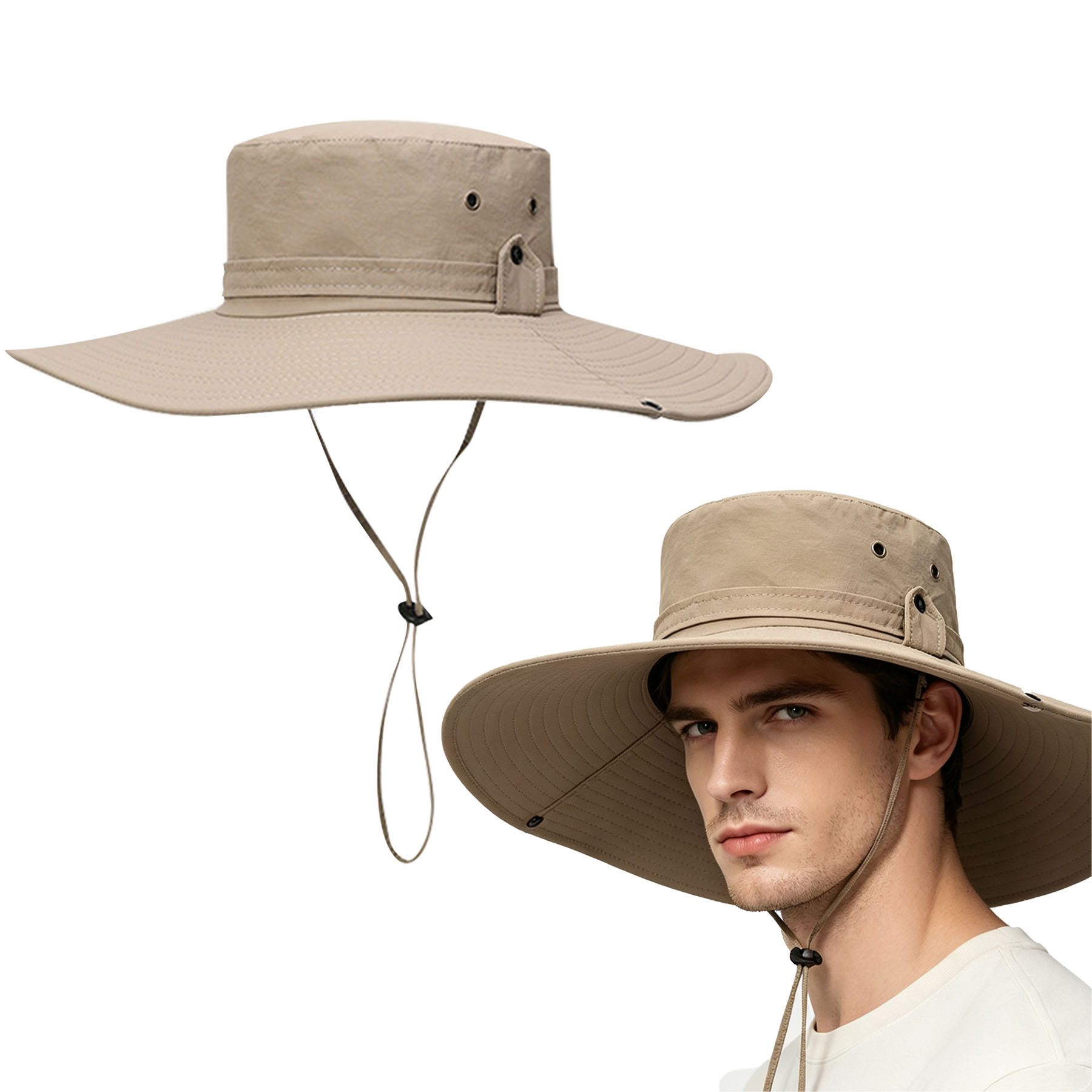 Mutig Sonnenhut Sonnenhüte Unisex, 2-in-1-Anglerhut,UPF 50, breiter Rand,Wasserfest (Großer Sonnenhut für Unisex,schnell trocknend, Outdoor-Fischerhut mit aufklappbarer Krempe und winddichtem Seil) Wanderhut für Sommer, Outdoor, Wandern, Angeln, Winddicht