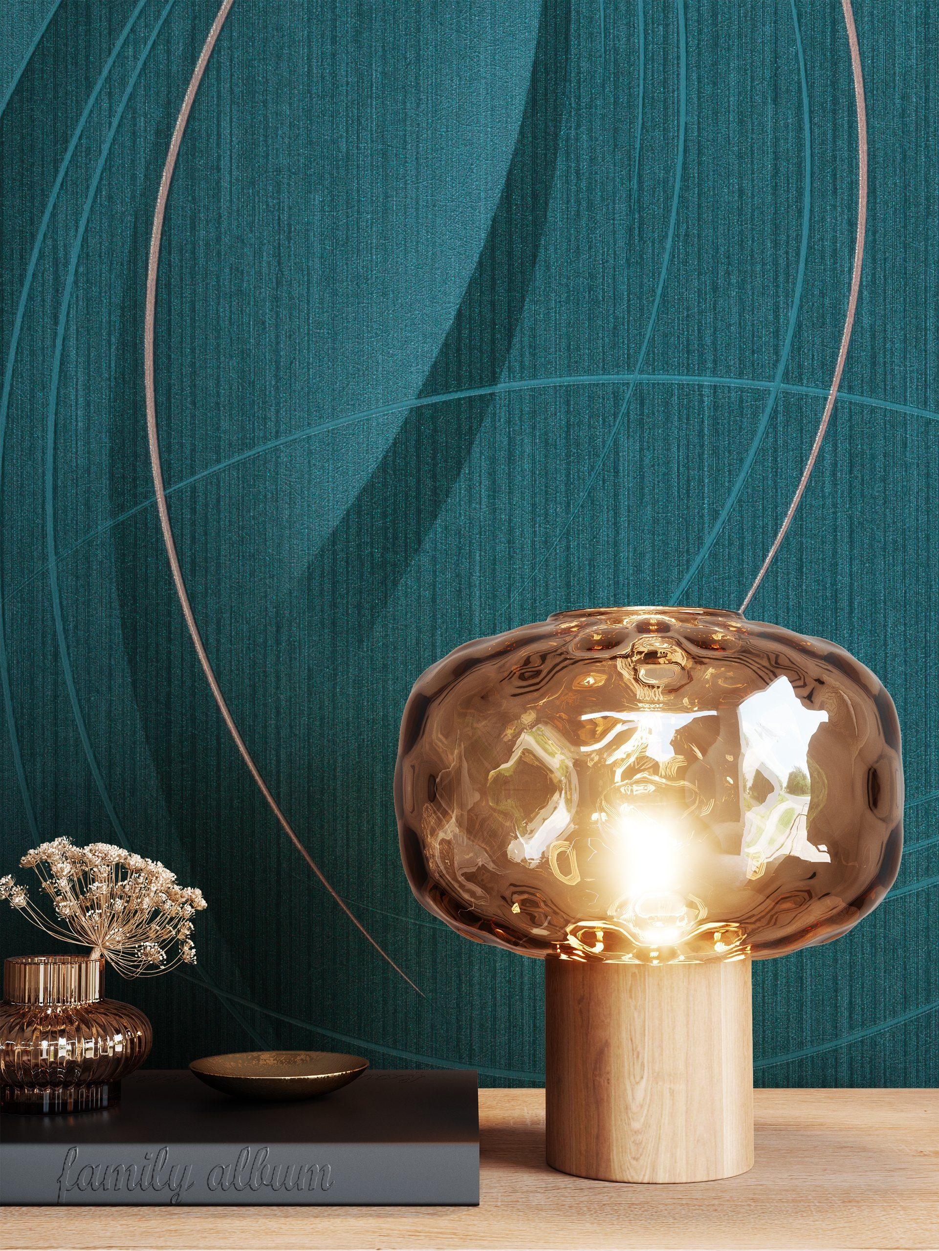 Newroom Vliestapete, Blau Tapete Glamour Glänzend günstig online kaufen