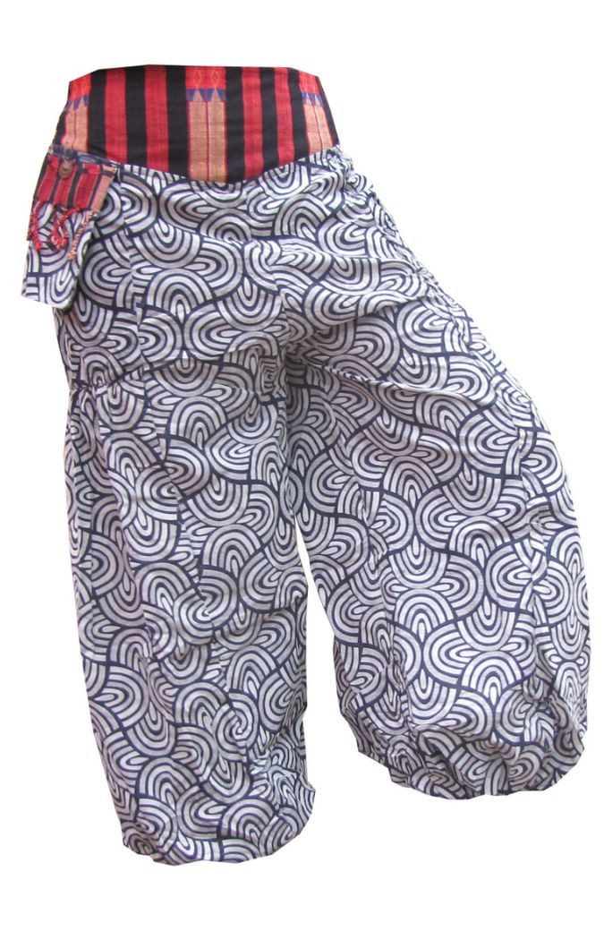 PANASIAM Haremshose Muckhose aus festem Baumwollstoff Aladinhose für Damen Festivalhose in Handarbeit gefertigt Haremshose Sommerhose