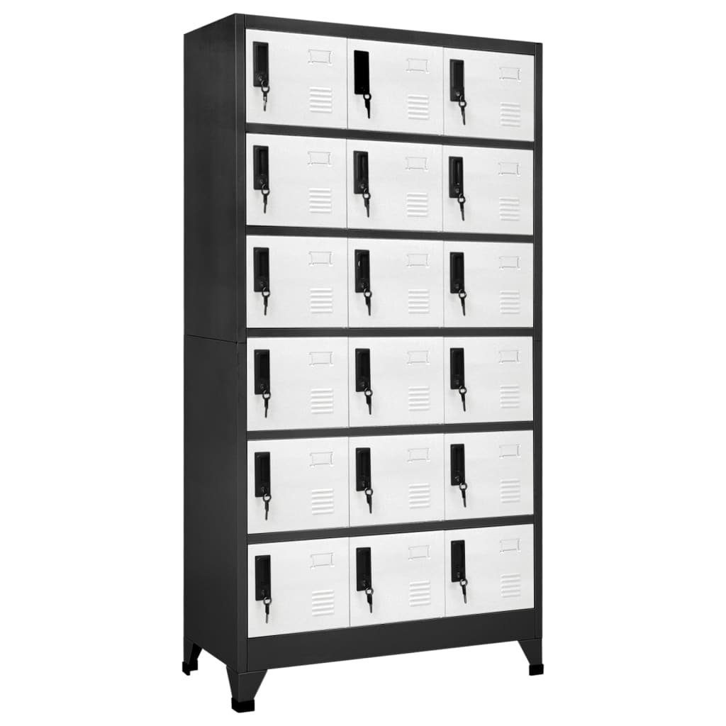 vidaXL Spind Schließfachschrank Anthrazit und Weiß 90x40x180 cm Stahl günstig online kaufen