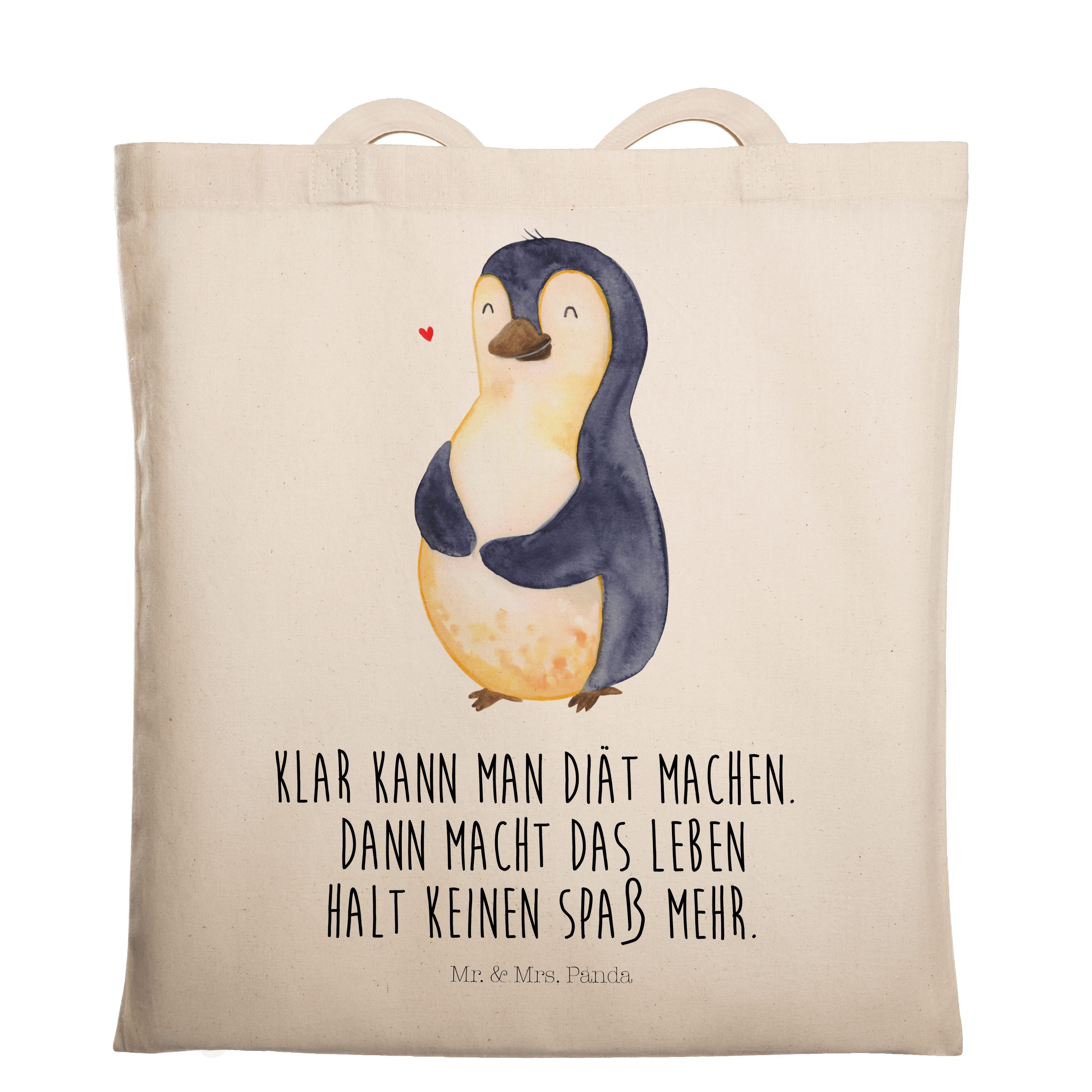 Mr. & Mrs. Panda Tragetasche Pinguin Diät - Transparent - Geschenk, Körperliebe, Einkaufstasche, f (1-tlg)
