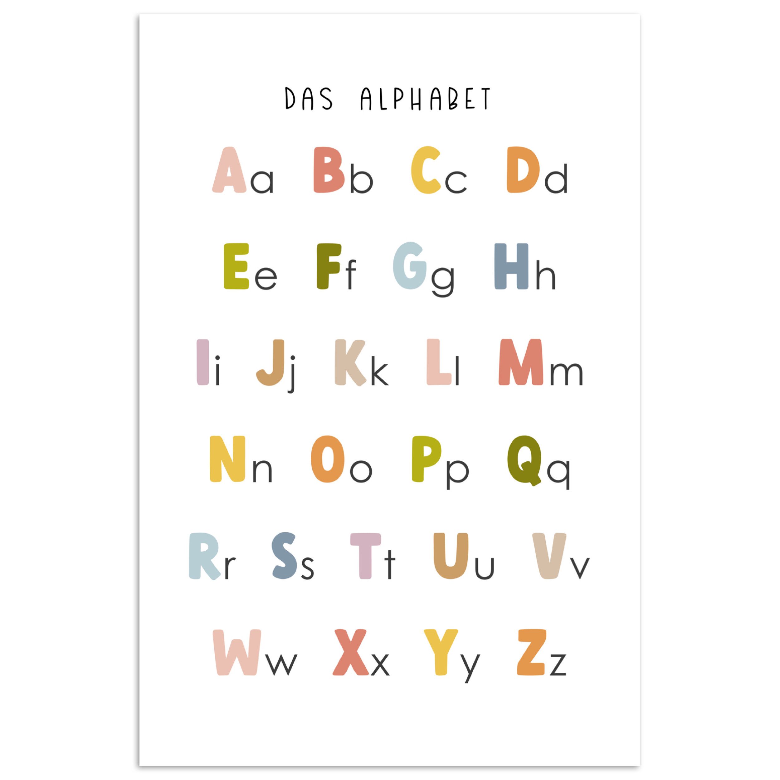 MuchoWow Poster Pädagogisch - Alphabet lernen - Farbenfroh - Weiß - Buchsta günstig online kaufen
