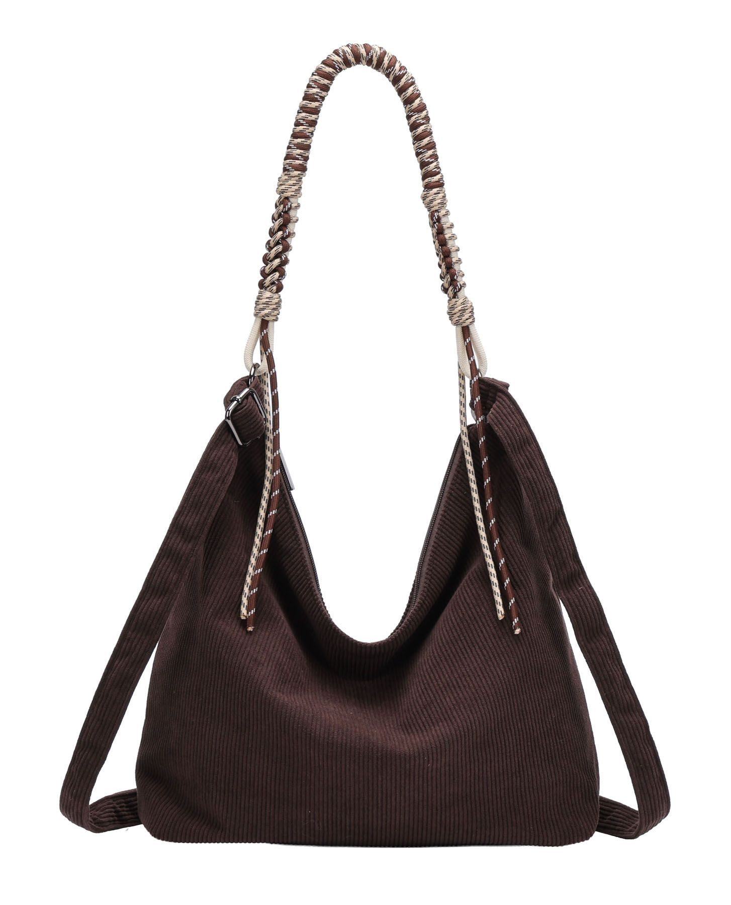 ITALYSHOP24 Schultertasche DAMEN TASCHE CORD SHOPPER Umhängetasche Hobo Bag CrossOver Freizeit, Crossbody Beuteltasche Handtasche City Bag Samt Reise Leichtgewicht