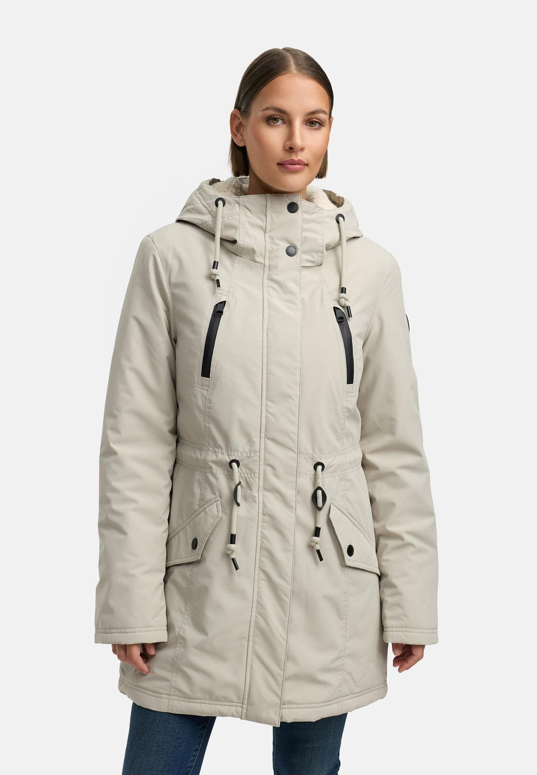 Ragwear Wintermantel Elsien wasserdichter Winterparka mit Teddyfell-Futter