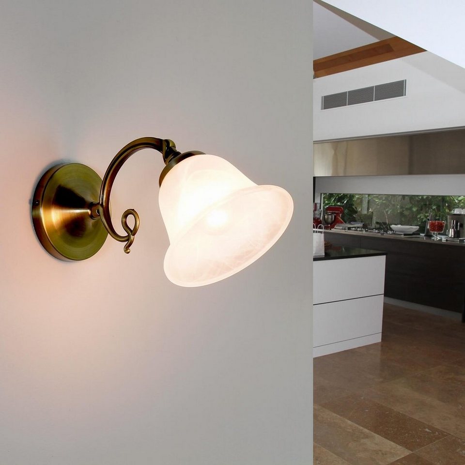 Wandlampe BELDAVIES, Wohnzimmer Jugendstil Innen ohne Wandleuchte Licht-Erlebnisse Leuchtmittel, Lampe E14 Alabasterglas