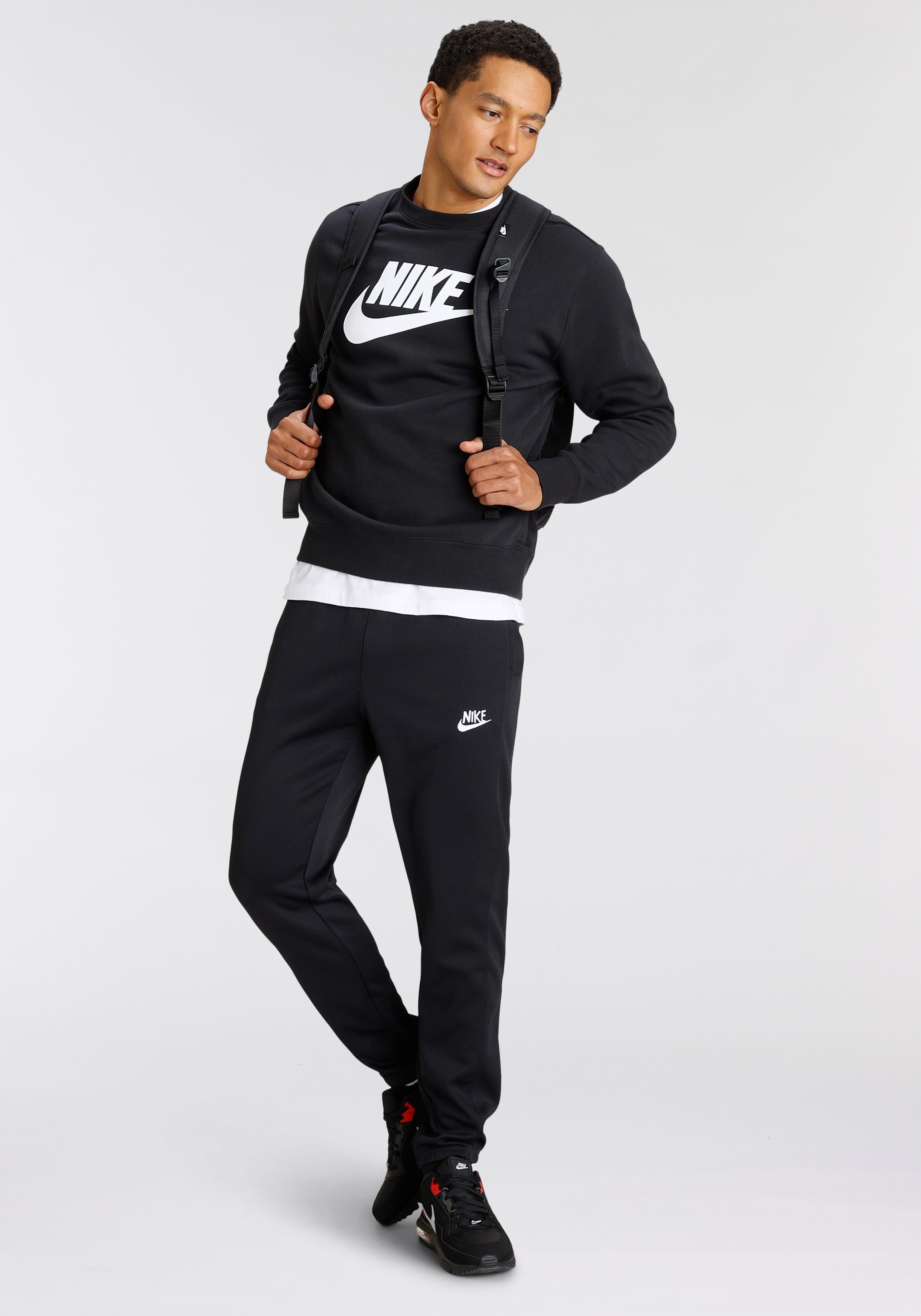 Fleece Crew BLACK Graphic Men's Nike Sweatshirt Sportswear Club