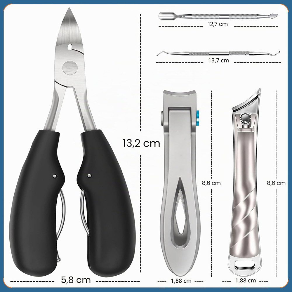 TUWENA Nagelknipser Profi Nagelknipser Fußnägel, Heavy Duty Ingrown Toenail Clippers, 6-tlg., 6-in-1 Nail Clippers for Seniors, für Dicke Nägel mit Breiter Öffn – Bild 2 von 5