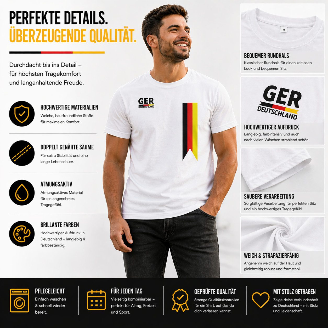 Athlejoy Fußballtrikot WM 2026 Deutschland Trikot – Fußball T-Shirt mit Flagge