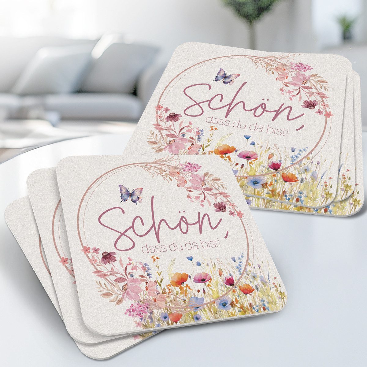 Funke & Brand Каботажное судно 50x Schön, dass du da bist Каботажное судно Floral Butterfly Blumenwiese