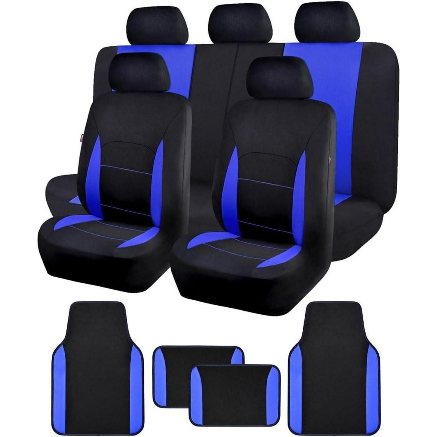 LuxusKollektion Autositzbezug Universal Sitzbezug & Fußmatten Set Blau