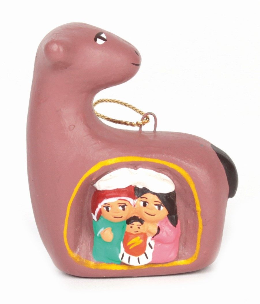 El Puente Krippe Baumanhänger "Lama mit Krippe", Handmade, Fair Trade