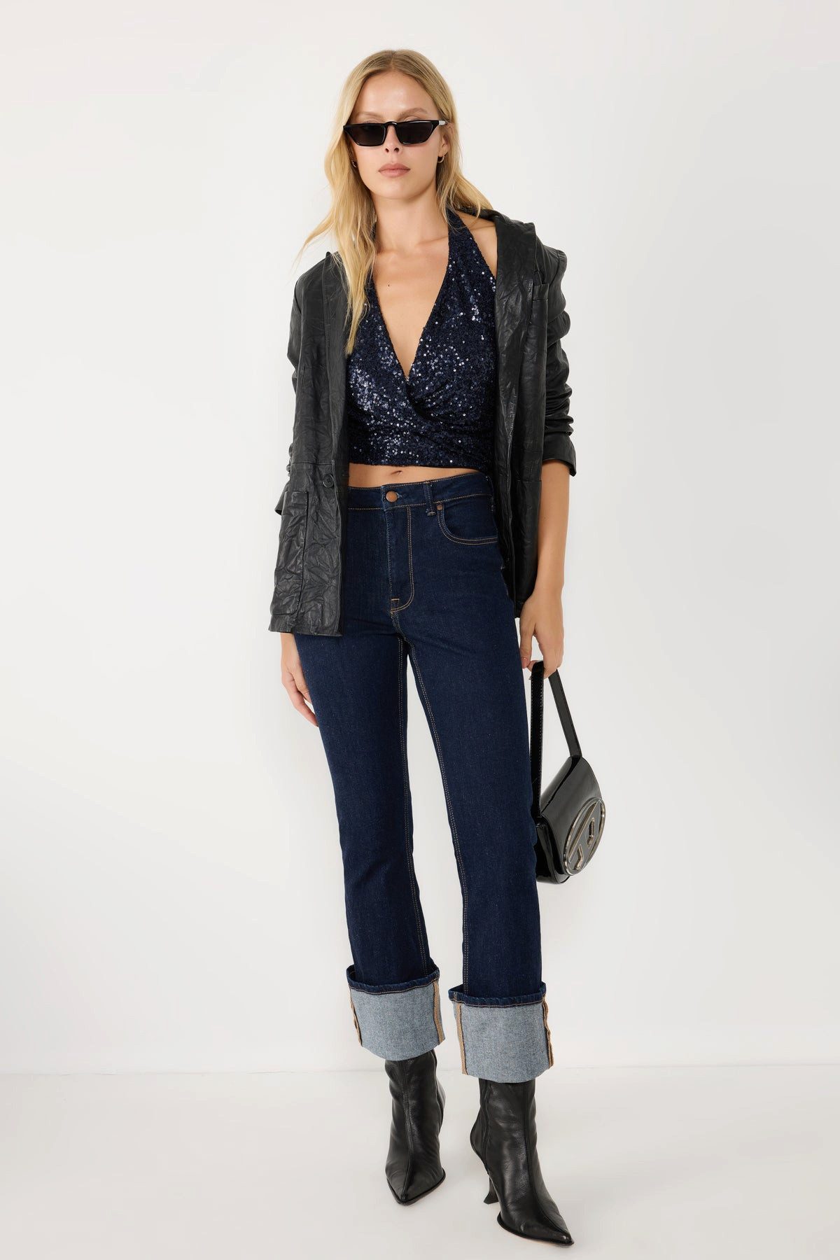 No Matter What Blusentop Paillettenbesetzte Damenbluse mit V-Ausschnitt am günstig online kaufen