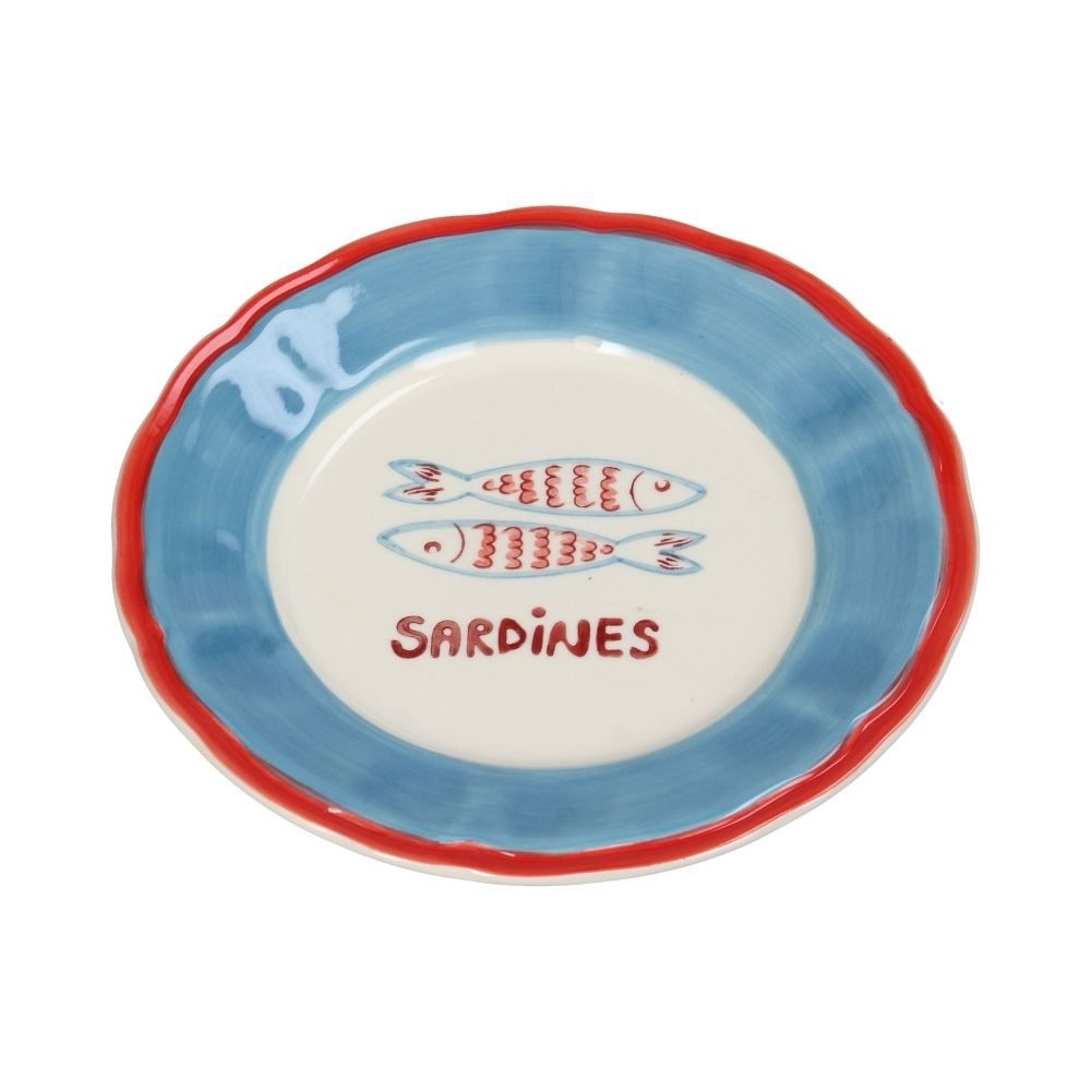 Kersten BV Speiseteller Teller Steingut - Sardinen, (1 St), 21 x 21 cm