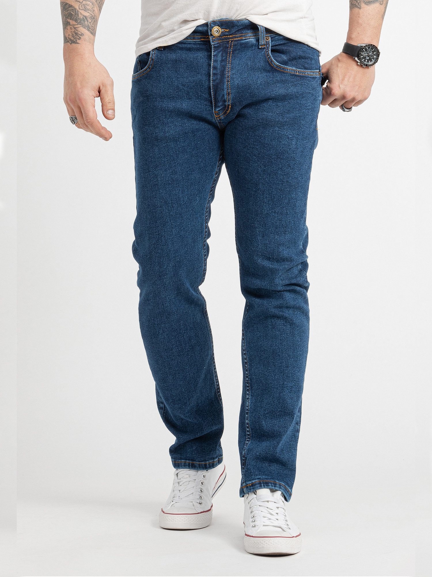 Rock Creek Regular-fit-Jeans Herren Jeans Stonewashed Blau RC-2418 günstig online kaufen