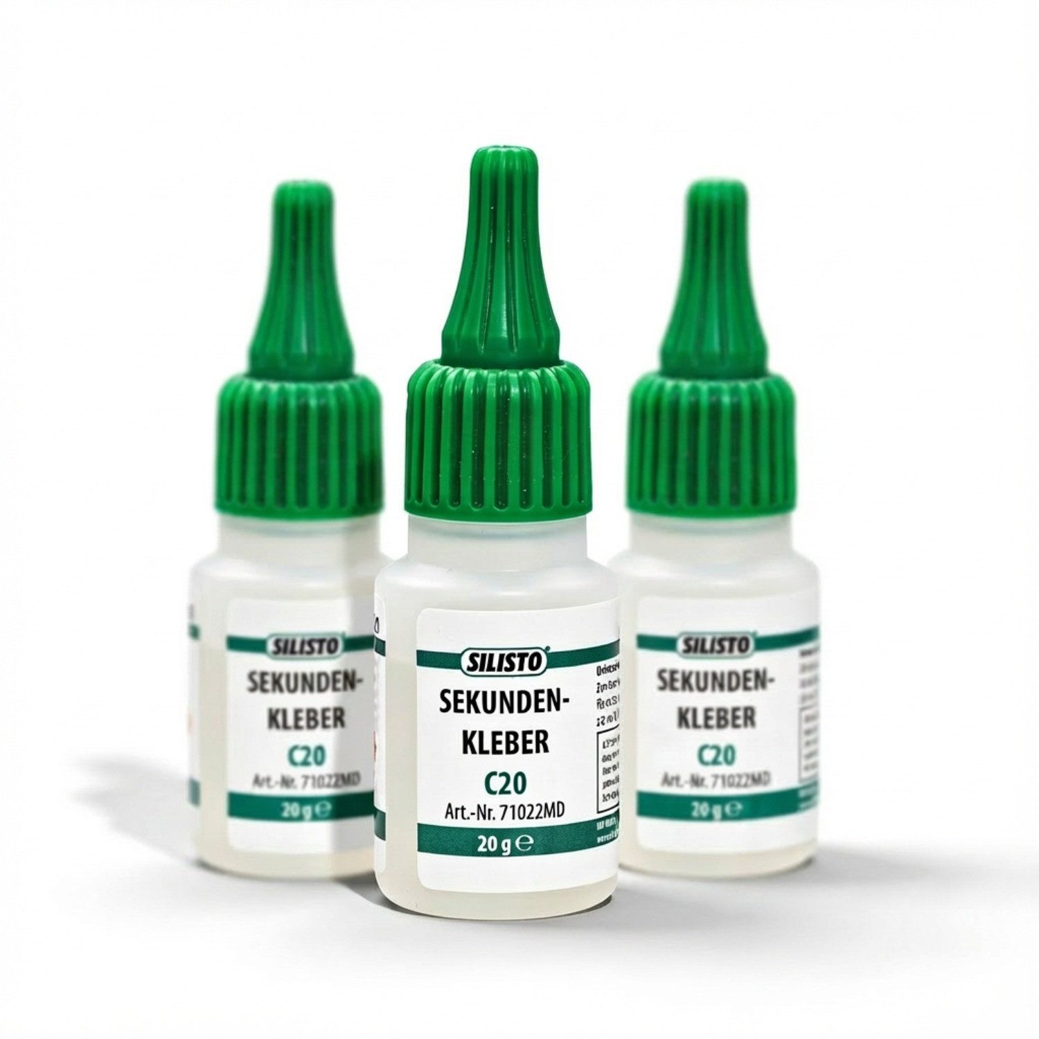 Silisto Bastelkleber Sekundenkleber Dünnflüssig 20g, (3-tlg), Schnelle Aushärtung, Lösungsmittelfrei, Einfache Anwendung
