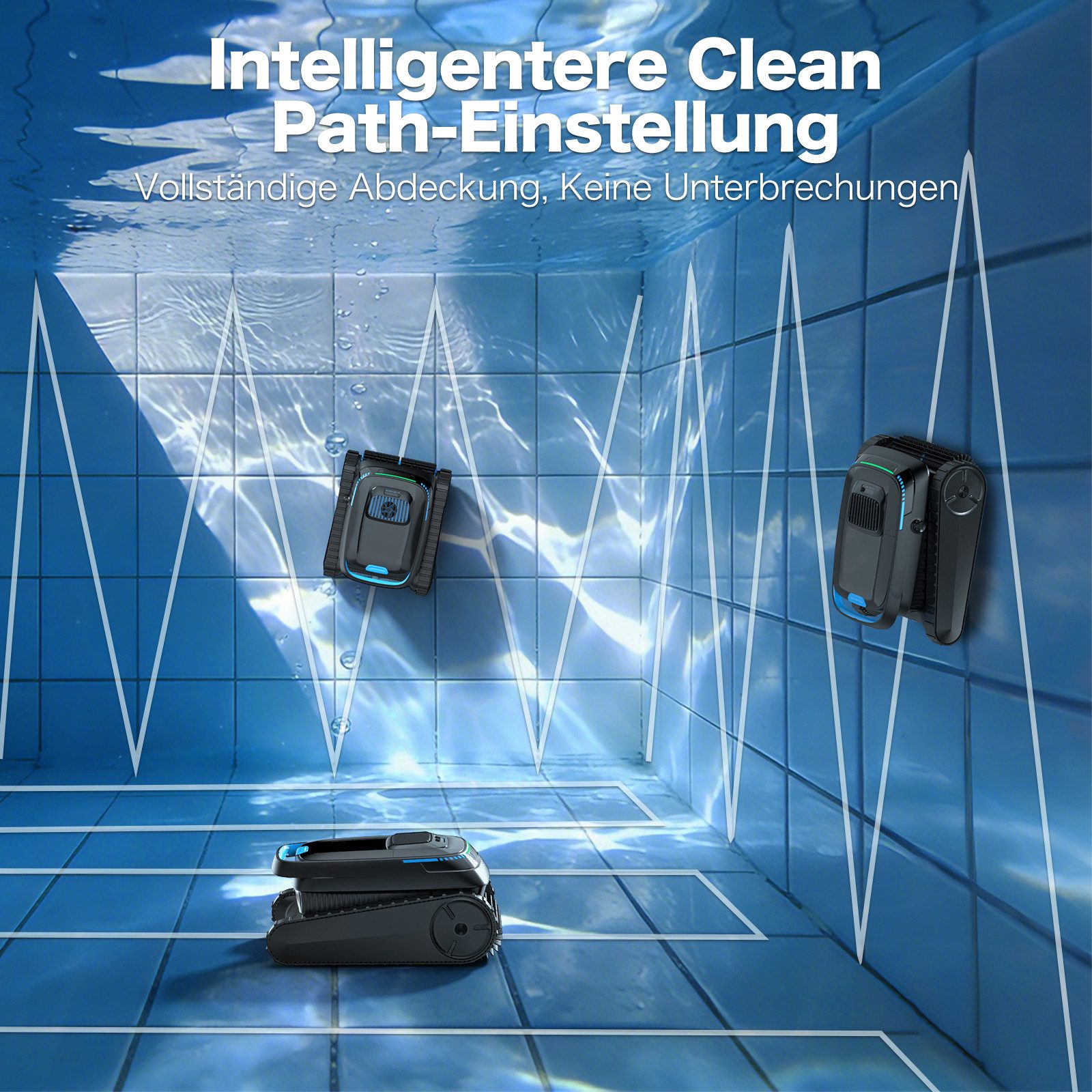 AIRROBO Poolroboter CP20 poolroboter akku wand und boden, Wasserlinie, (Intelligente Navigation, automatische Routenplanung, 45000pa,120 Minuten Akkulaufzeit, S – Bild 4 von 5