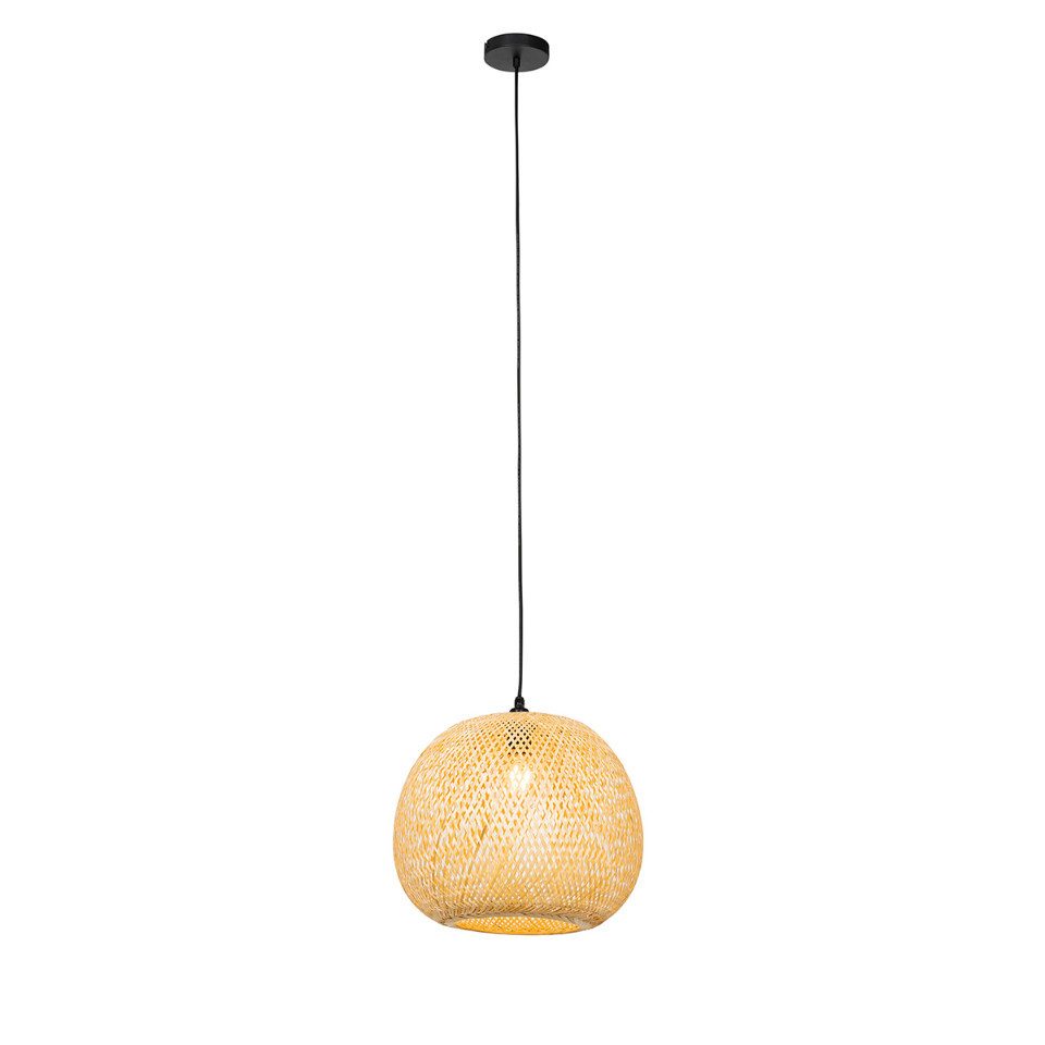 Qazqa Außen-Deckenleuchte Rafael, ohne Leuchtmittel, Warmweiß, QAZQA Außen Hän­ge­leuchte, e27, Naturel, Bamboo, Orientalisch