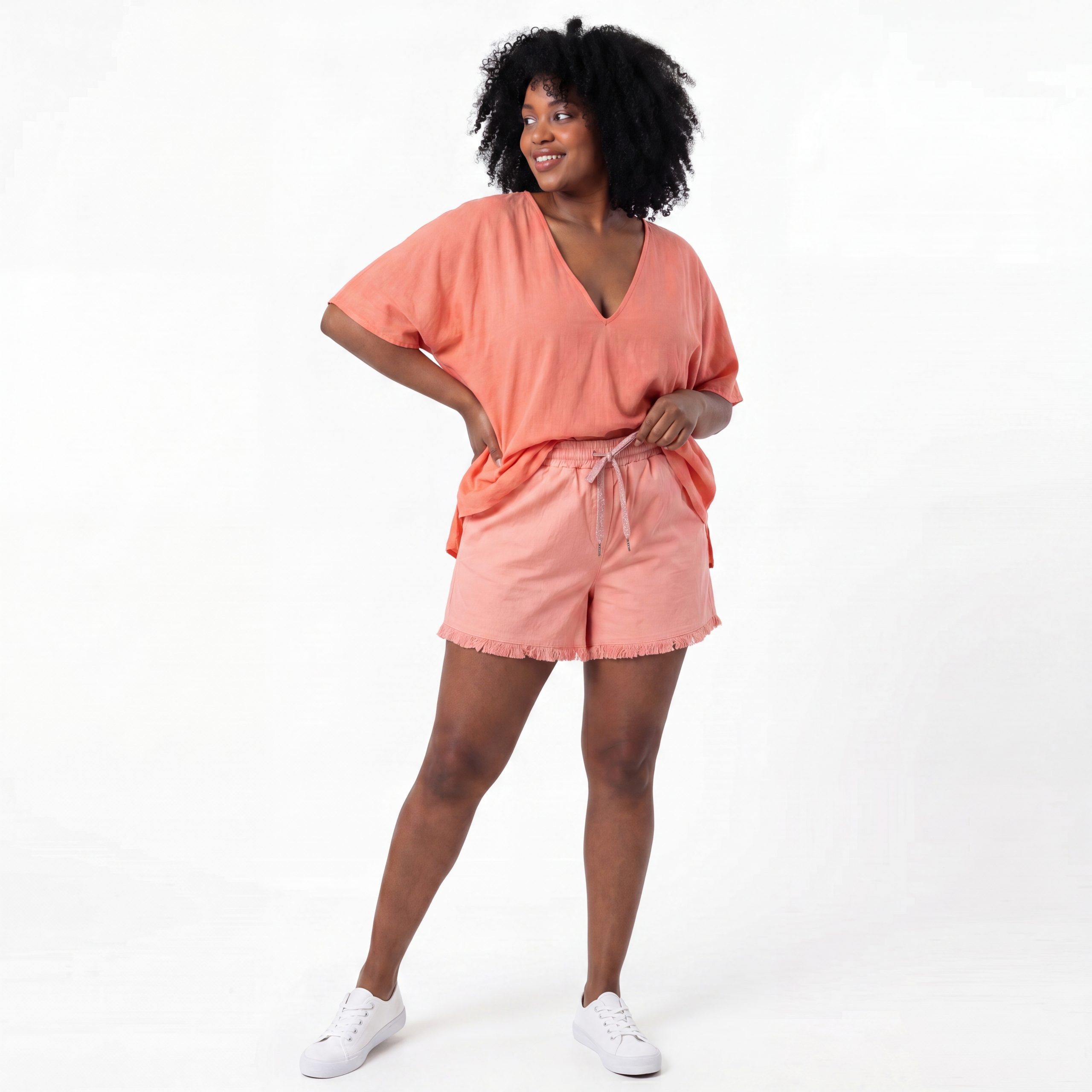 OriginalYou Chinoshorts Sommer Shorts Damen Strand Bermuda Kurze Stretch Hose Stretchgewebe in modernem Knitterlook, elastischer Bund mit Kordelzug
