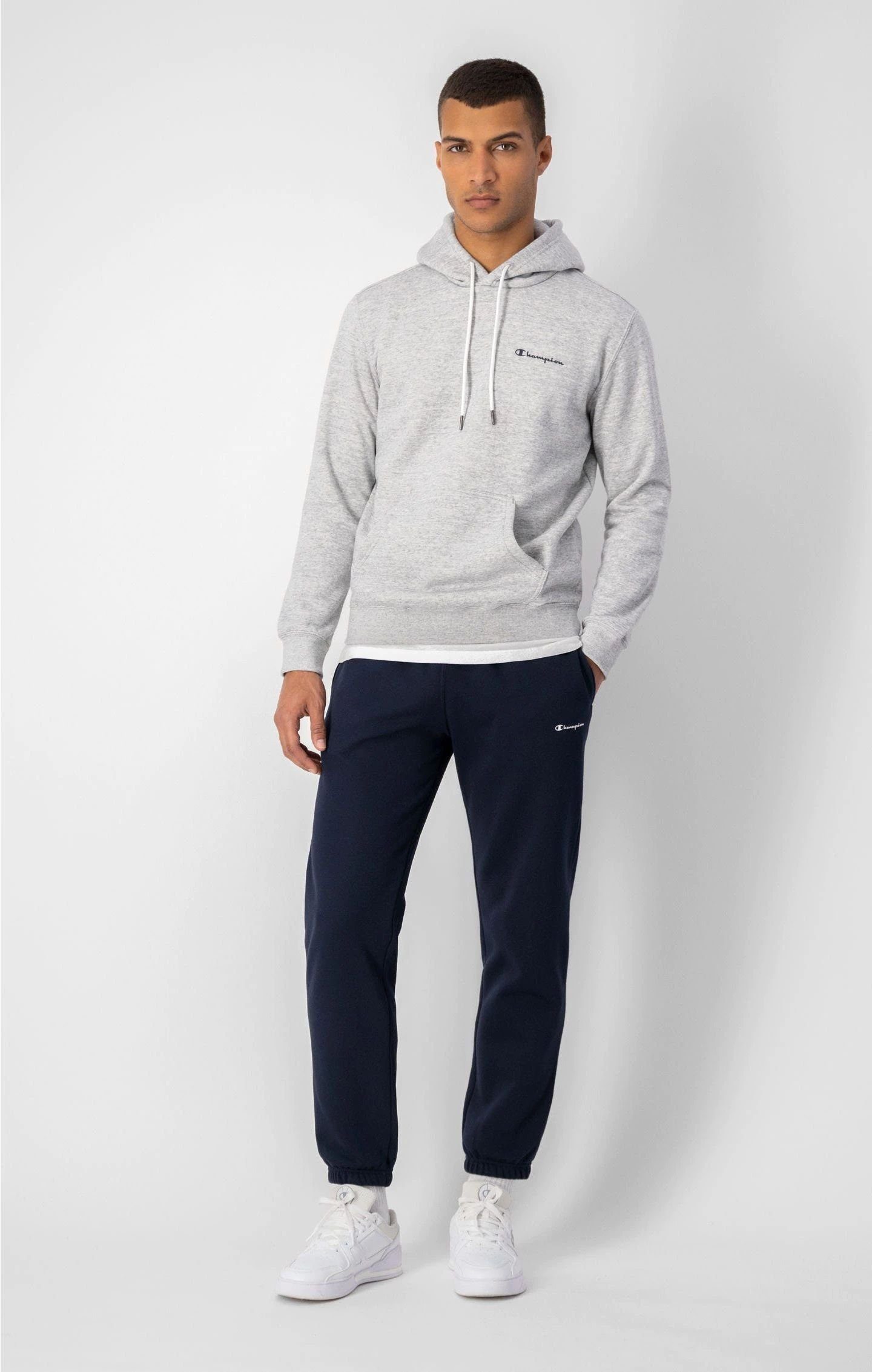 Champion Hoodie aus mit Kapuzenpullover Pullover Baumwollfleece grau